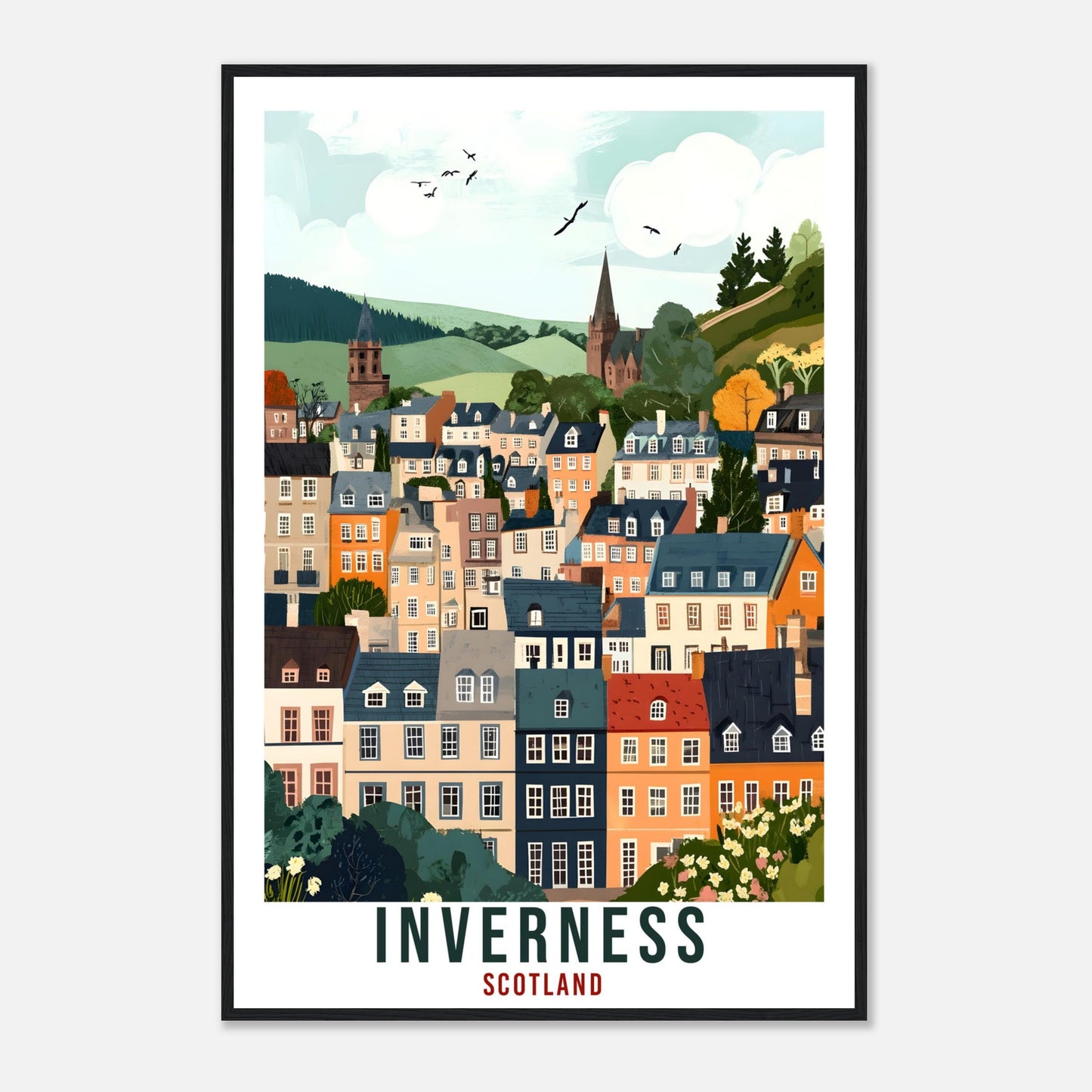 Inverness Travel Print Scotland Home Decor Inverness Wall Art Wall Hanging Art Lover Scotland Artwork Travel Poster Inverness Travel Art