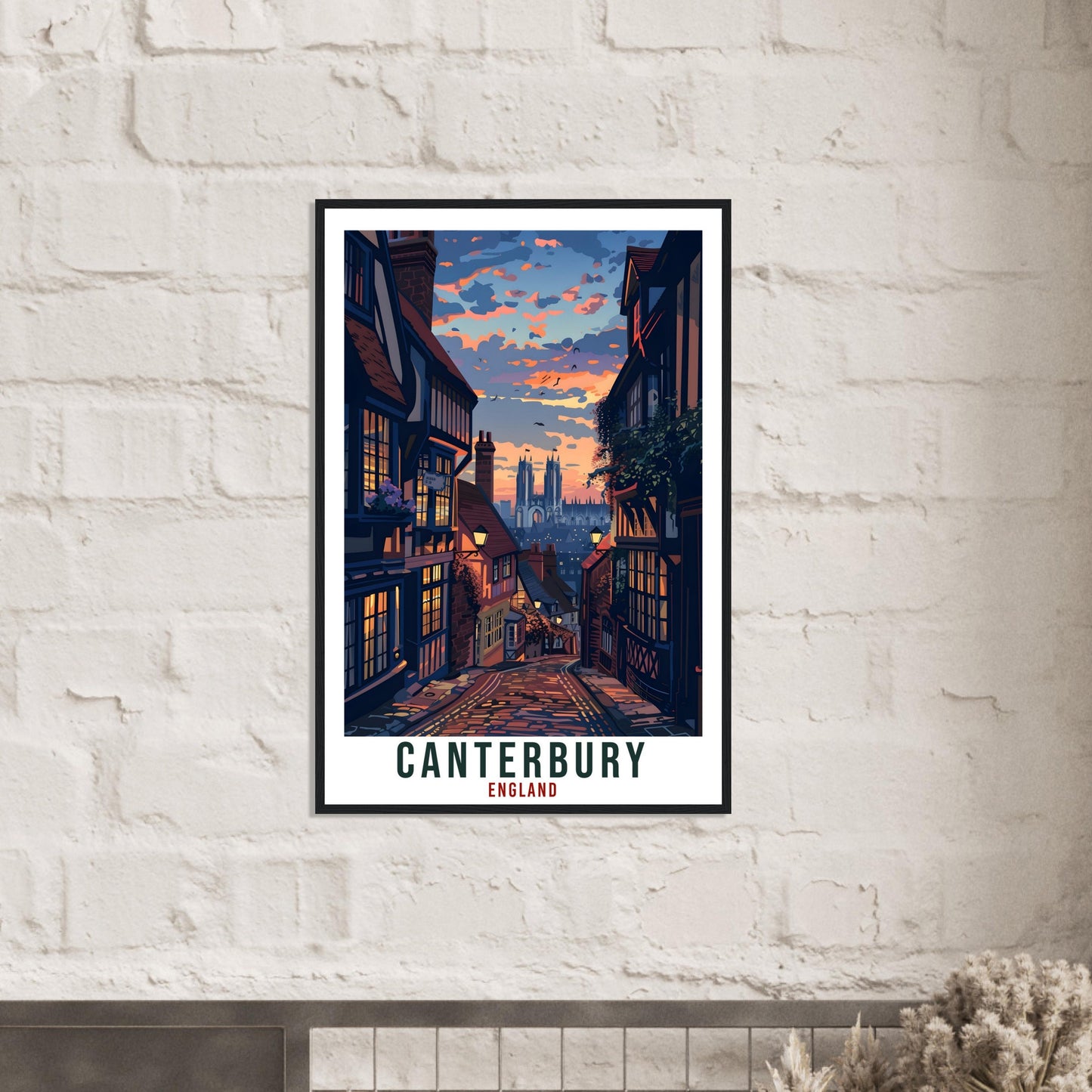 Canterbury Travel Print England Home Decoration Wall Art Gift Wall Hanging Art Lover English Artwork England Canterbury Travel Poster Print