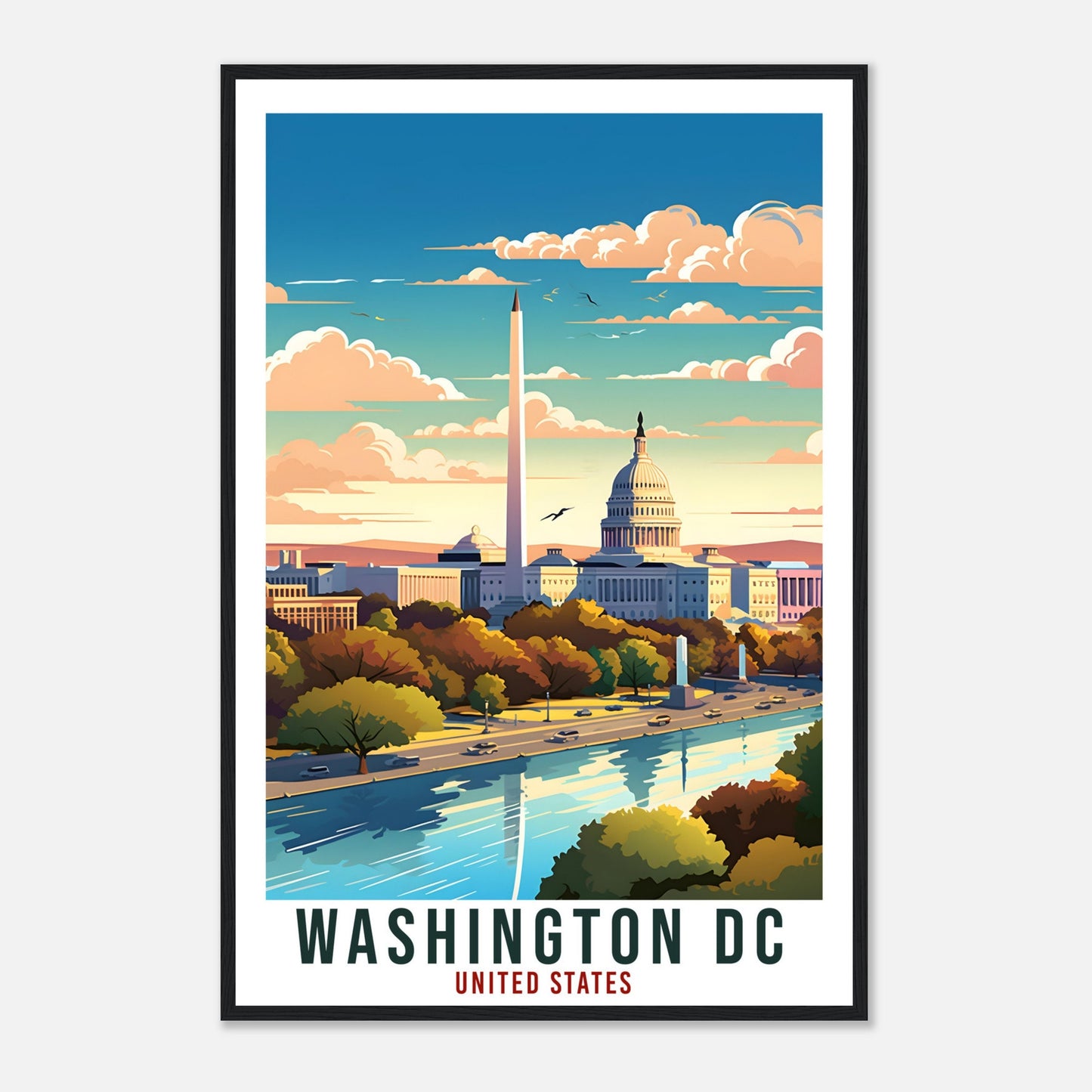 Washington DC Travel Print America Home Decoration City Wall Art Gift Wall Hanging Art Lover United States Artwork Washington Travel Poster