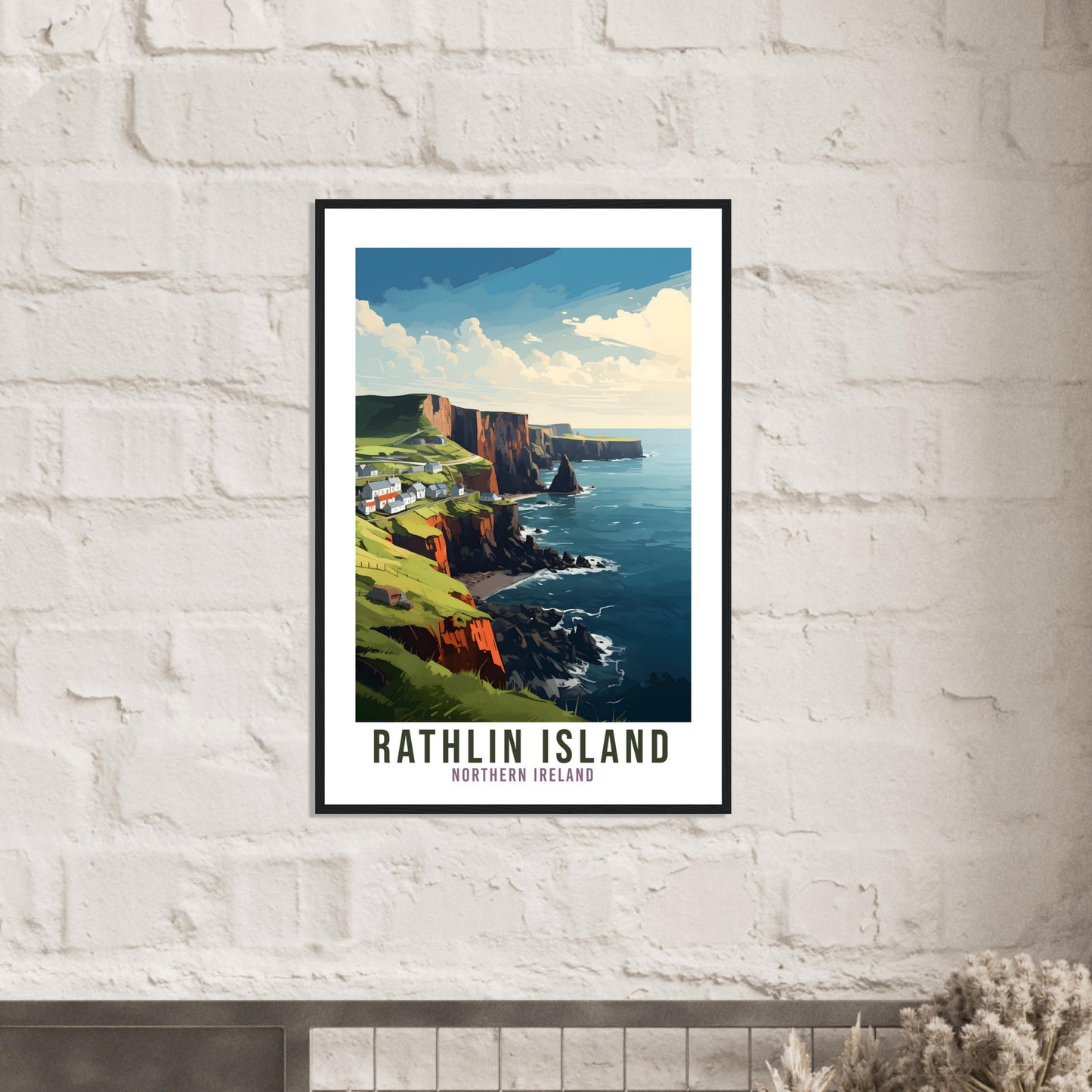 Rathlin Island Travel Print Northern Ireland Seaside Coastal Landscape Wall Hanging Rathlin Island Artwork Gift Rathlin Island Travel Poster