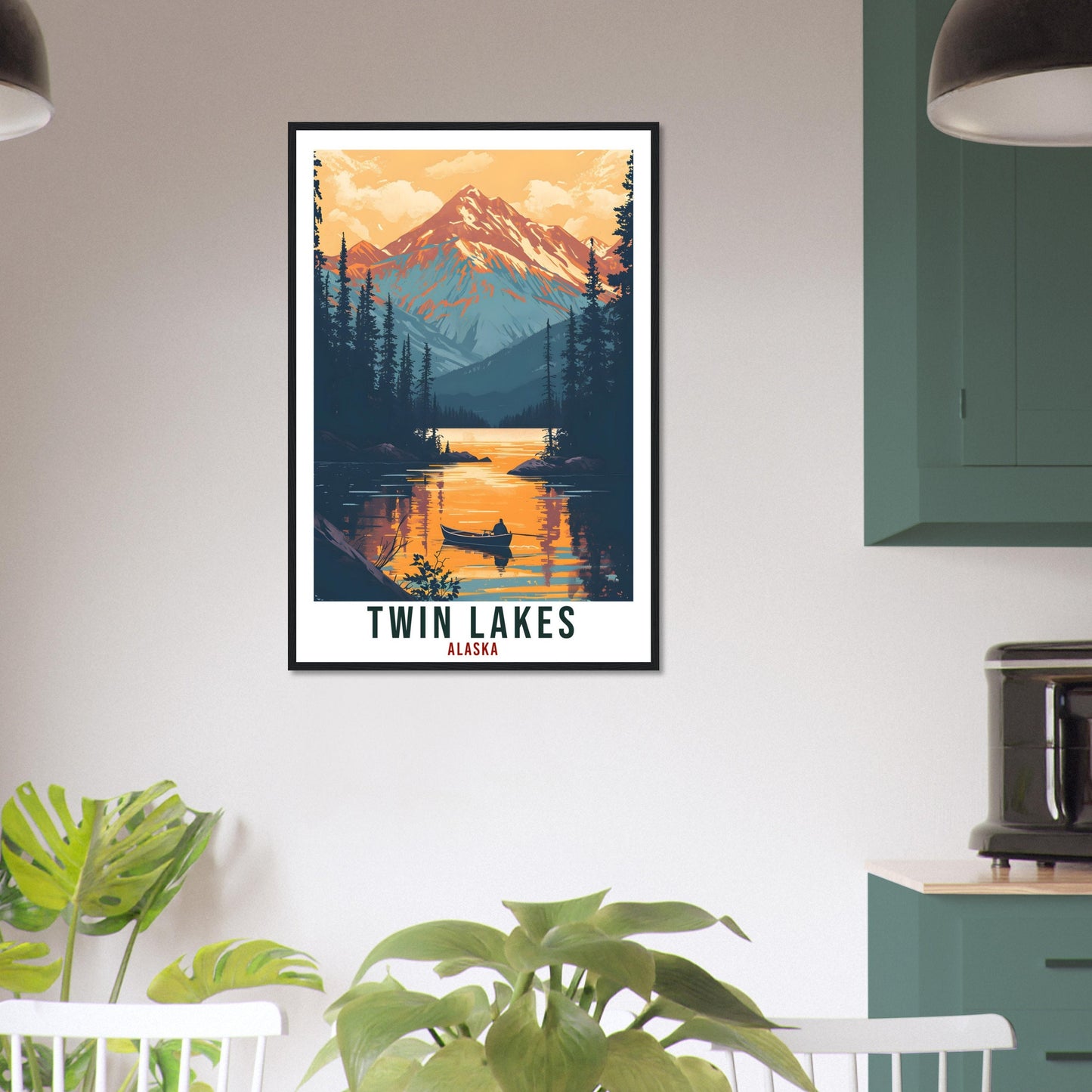 Twin Lakes Travel Print Alaska Home Decoration USA City Wall Art Gift Wall Hanging Art Lover Alaska Artwork Twin Lakes Nature Travel Poster