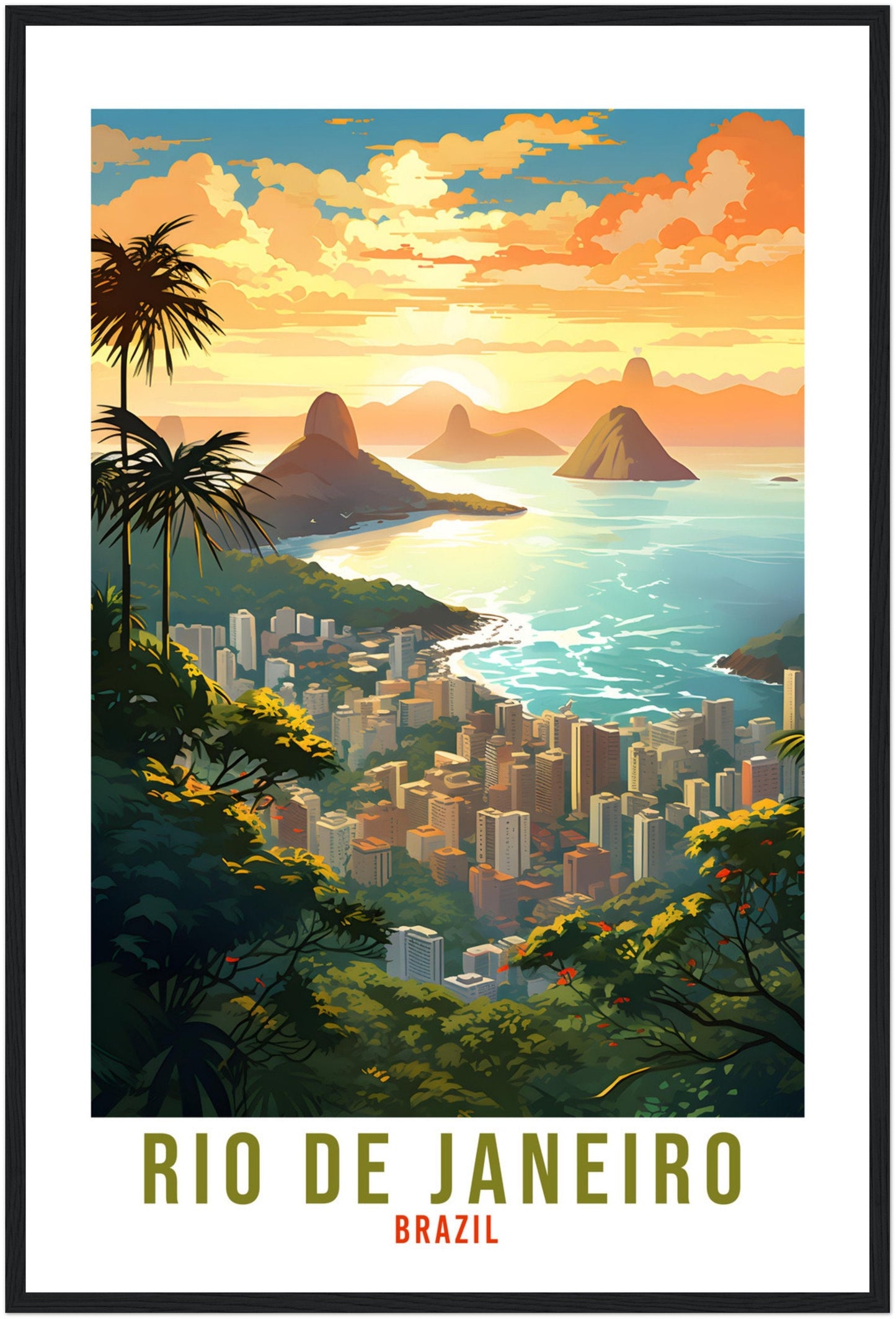 Rio De Janeiro Travel Poster Wall Art Rio De Janeiro Wall Hanging Home Decor Rio De Janeiro Gift South America Wall Art Print Art Brazil Art