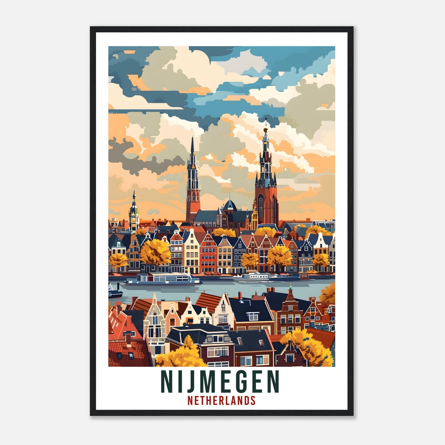 Nijmegen Travel Print Holland Wall Art Wall Hanging Home Décor Nijmegen Gift Art Lover Gift Dutch Artwork Gift The Netherlands Travel Poster