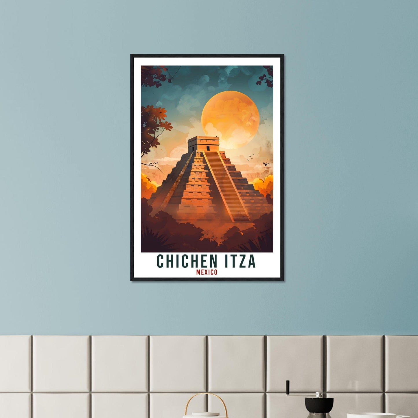 Chichen Itza Mexico Travel Print Mexico Wall Art Wall Hanging Home Décor Chichen Itza Mexico Landmark Artwork South America Travel Poster