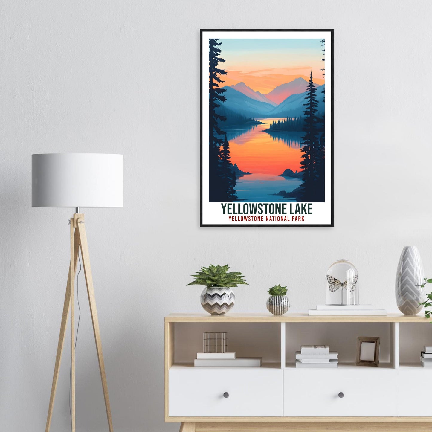 Yellowstone Lake Travel Print Wall Art Wall Hanging Home Décor Yellowstone National Park Gift Travel Art USA Wyoming Artwork Travel Poster