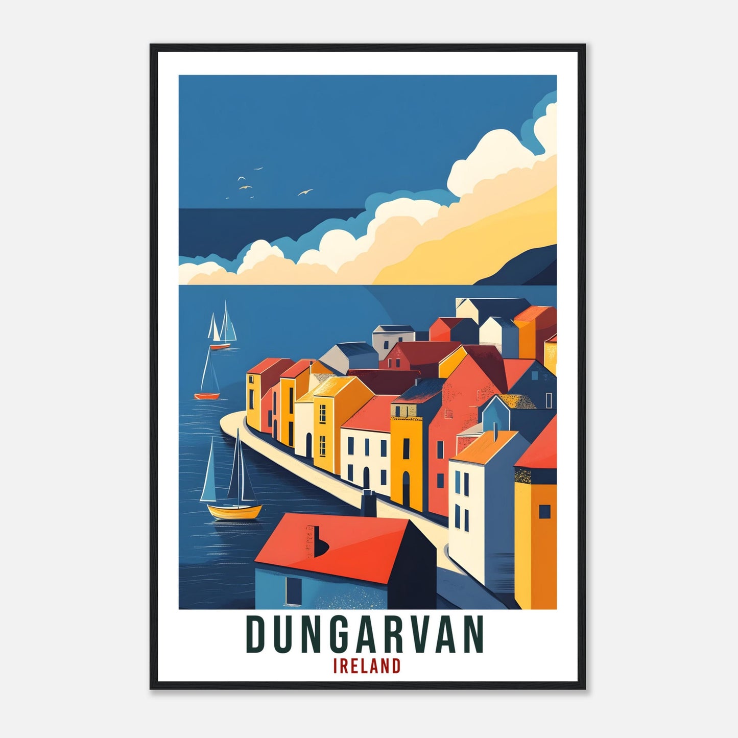 Dungarvan Travel Print Ireland Decor Dungarvan Wall Art Gift Wall Hanging Art Lover Waterford Irish Artwork Travel Poster Ireland Travel Art