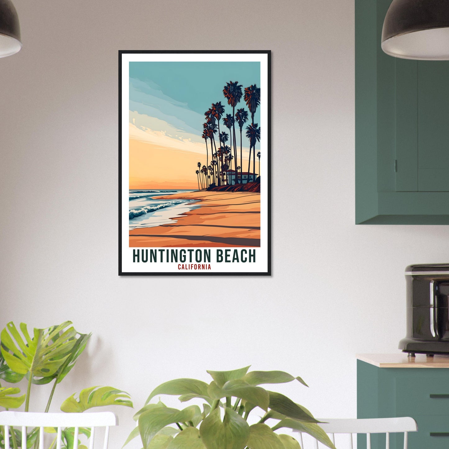 Huntington Beach Travel Print California Home Decor USA City Wall Art Gift Wall Hanging California Artwork Huntington Beach Travel Poster
