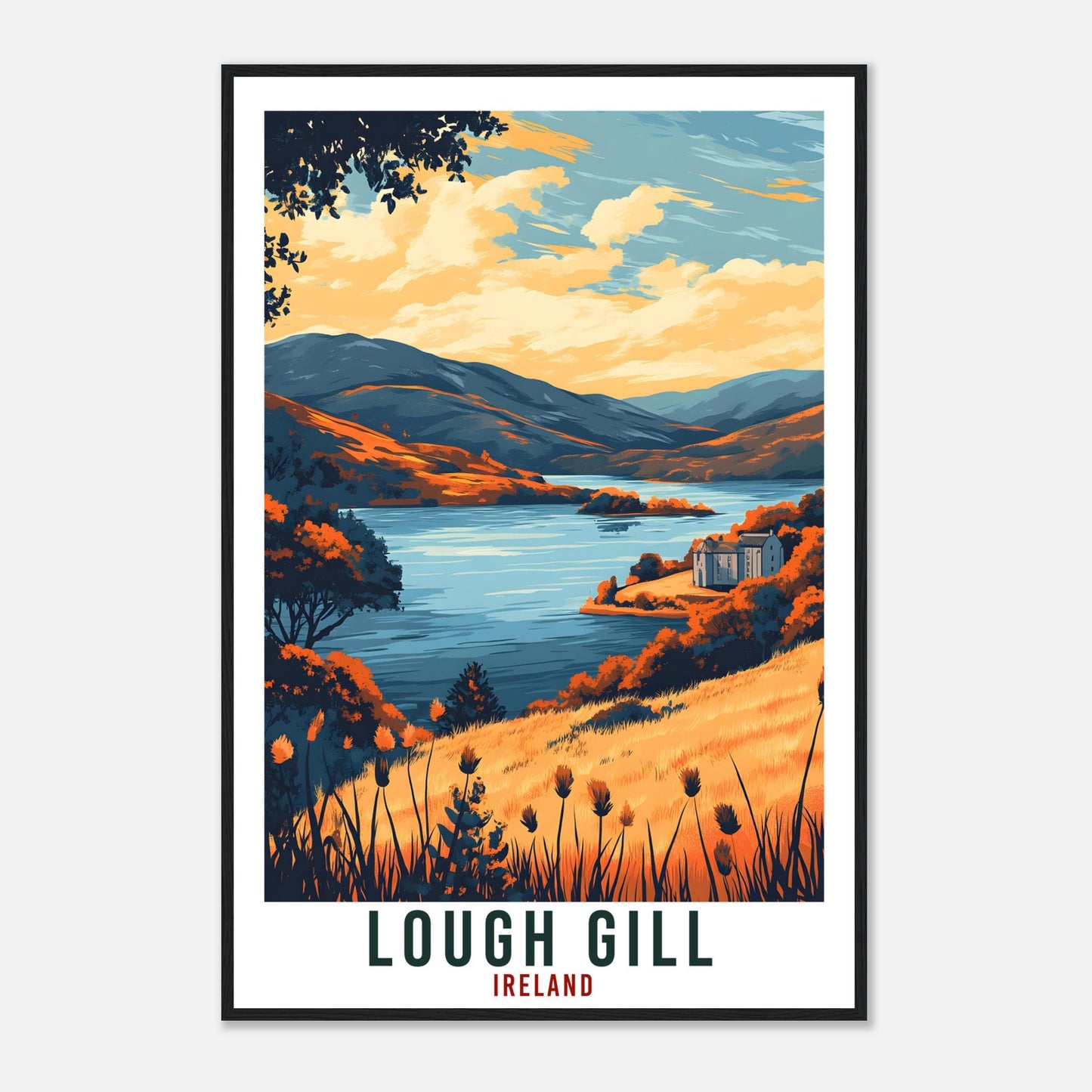 Lough Gill Travel Print Ireland Home Decor Lough Gill Wall Art Wall Hanging Art Lover Irish Artwork Travel Poster Lough Gill Ireland Travel