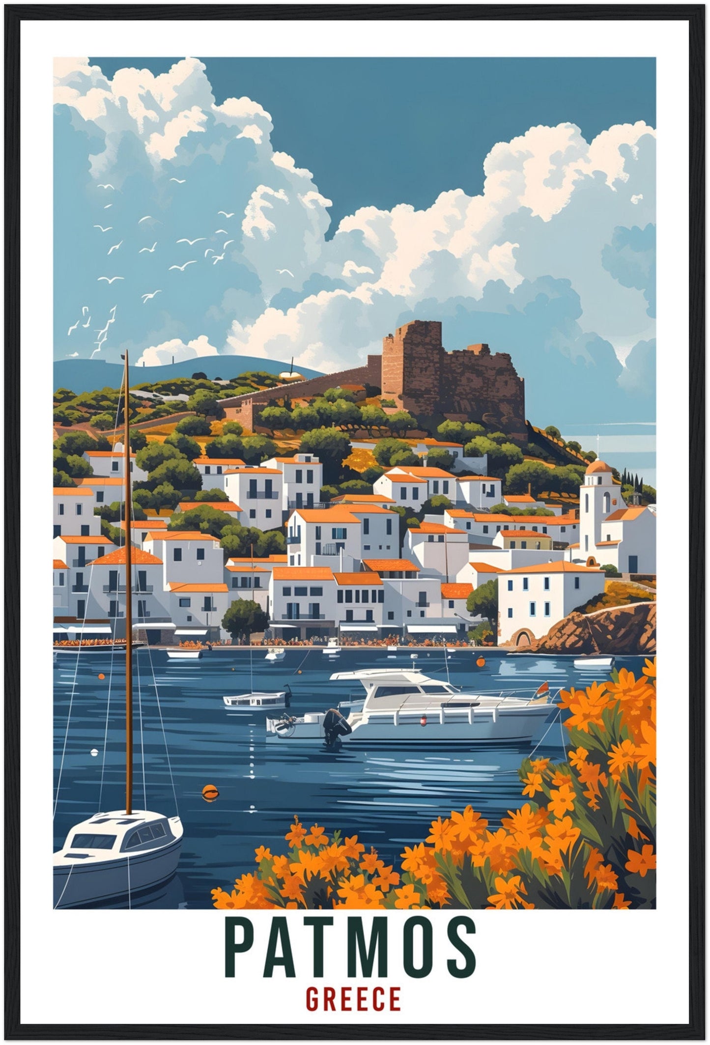 Patmos Travel Print Greece Home Decoration Patmos Greek Island Wall Art Gift Wall Hanging Art Lover Greece Artwork Patmos Gift Travel Poster