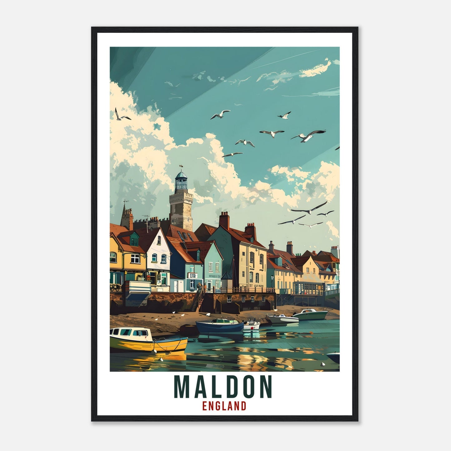 Maldon Travel Print Wall Art Maldon Wall Hanging Home Living Décor Maldon Gift Art Lovers Gift UK Artwork Gift Print England Travel Poster