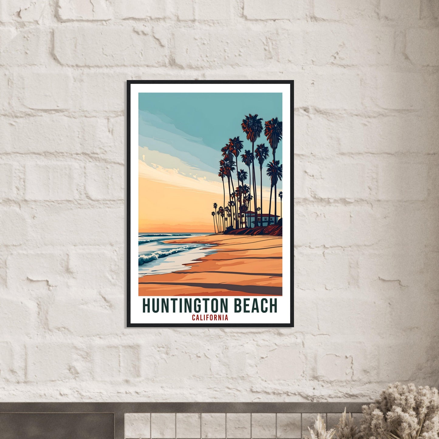 Huntington Beach Travel Print California Home Decor USA City Wall Art Gift Wall Hanging California Artwork Huntington Beach Travel Poster