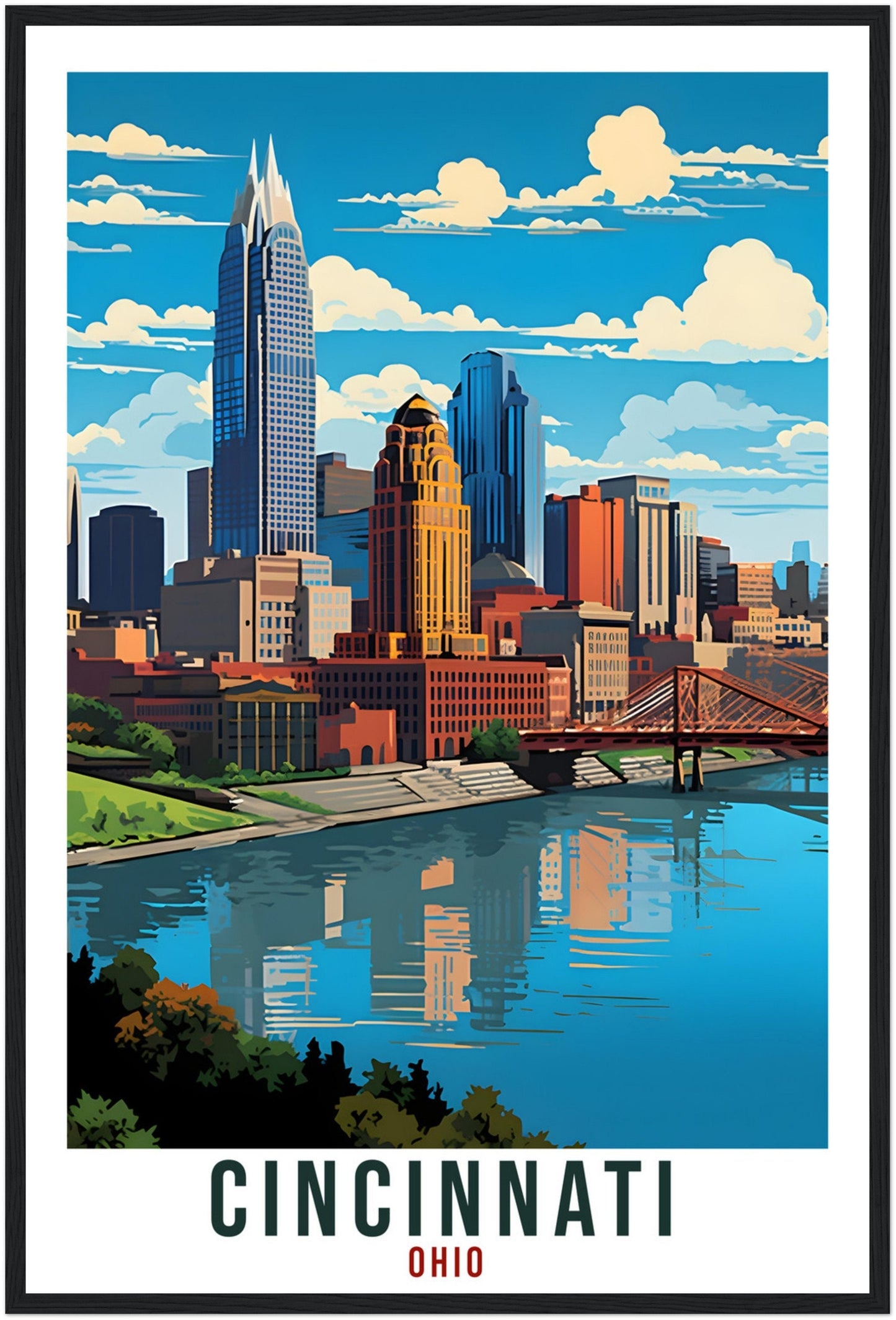 Cincinnati Travel Print Ohio Home Decoration USA City Wall Art Gift Wall Hanging Art Lover Ohio Artwork Cincinnati Travel Poster