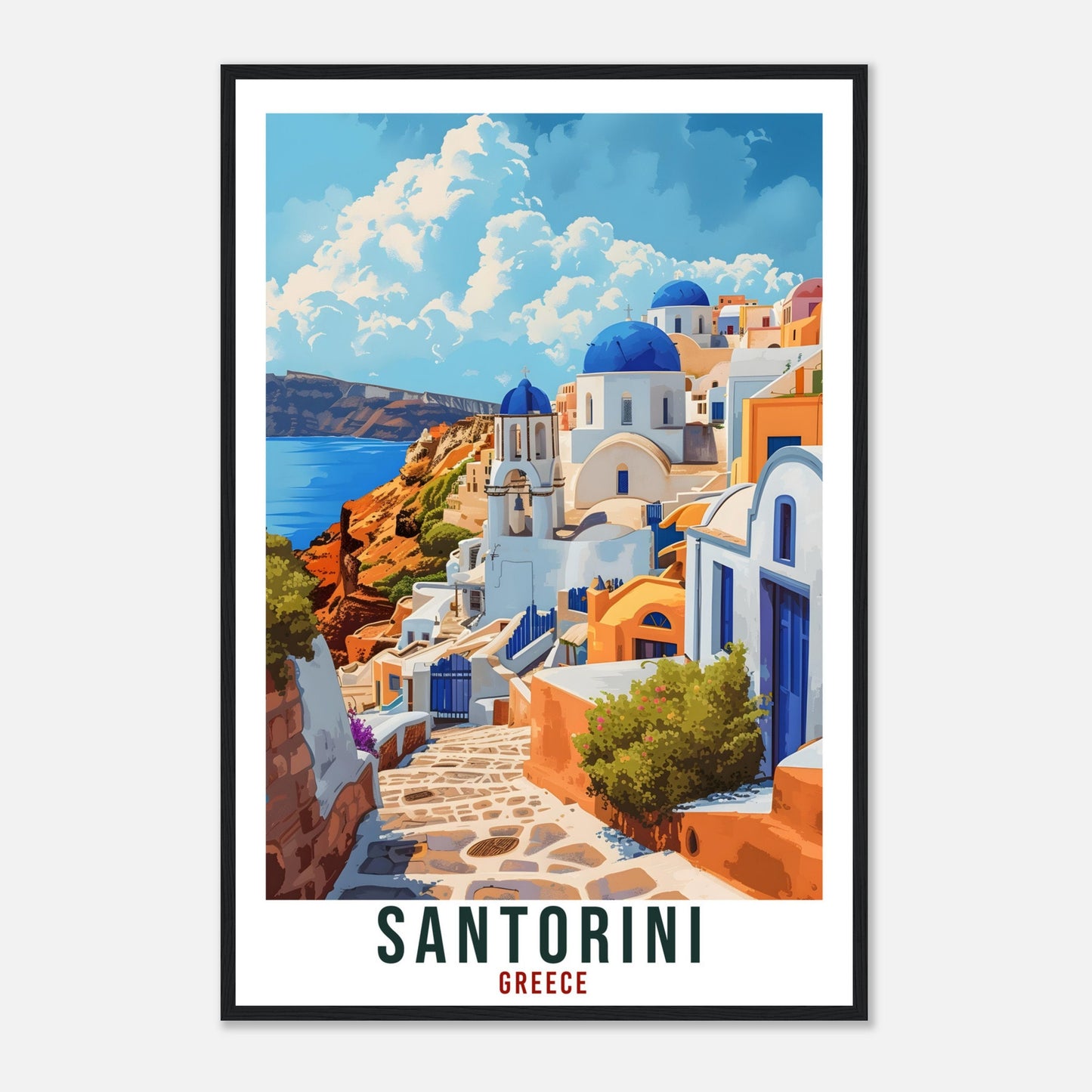 Santorini Travel Poster Greece Home Decor Santorini Greek Island Wall Art Gift Wall Hanging Art Lover Greece Artwork Santorini Travel Print