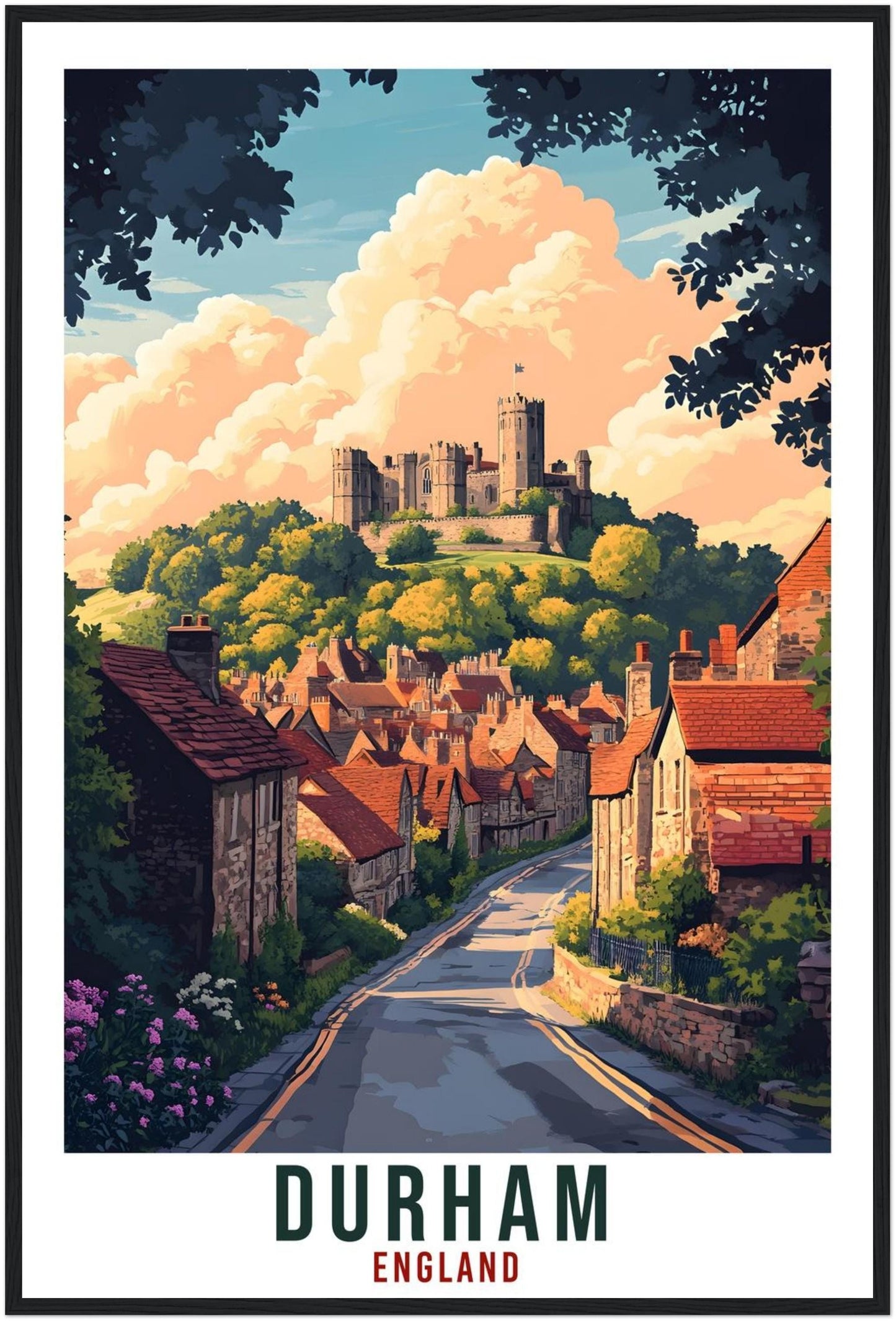 Durham Travel Print England Home Decor Durham Wall Art Gift Wall Hanging Art Lover Durham Northern England Artwork Travel Poster Travel Art