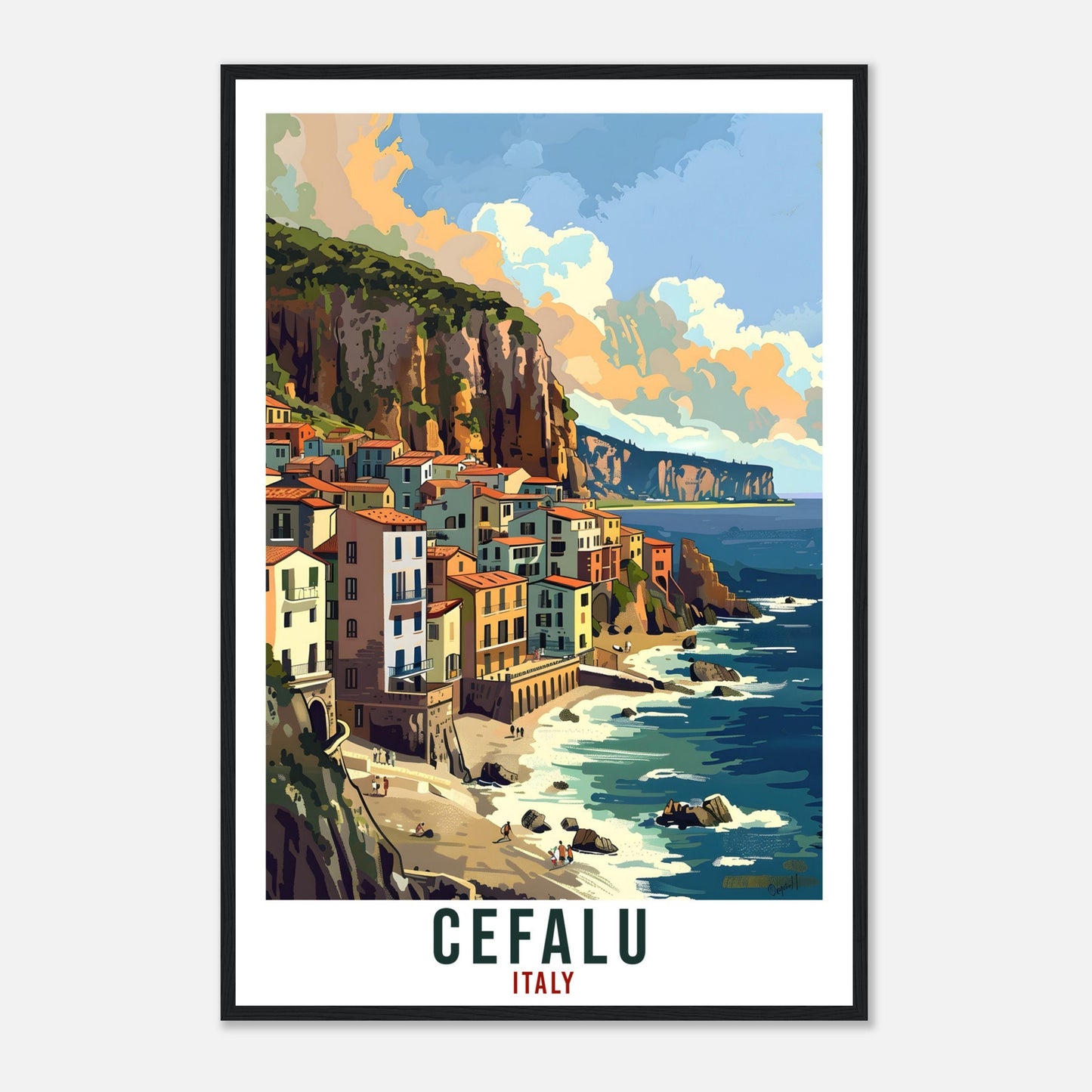 Cefalu Travel Print Italy Wall Sicily Art Wall Hanging Home Living Décor Cefalu Gift Art Lovers Gift Italy Artwork Italian Travel Poster