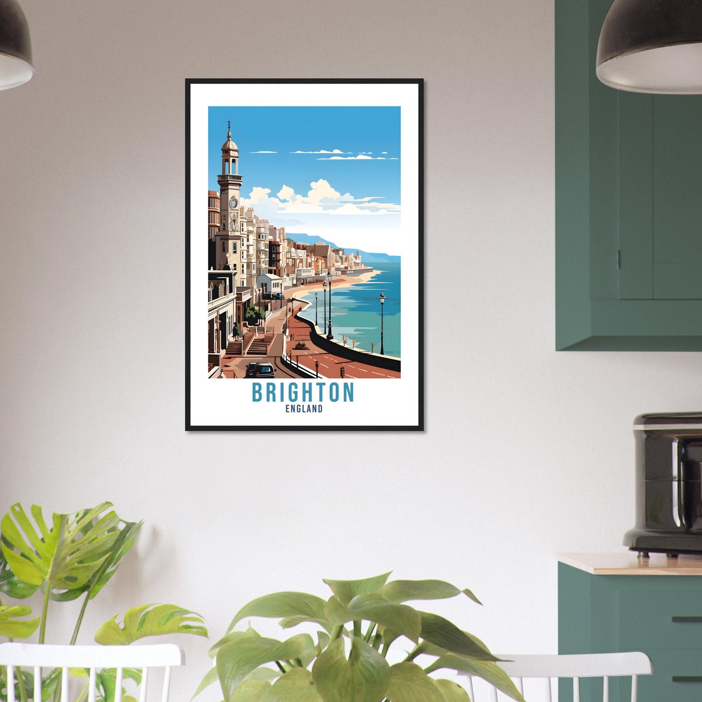 Brighton Travel Print Brighton Seaside Home Decor Coastal Landscape England Nature Wall Hanging Brighton Artwork Gift Brighton Travel Poster