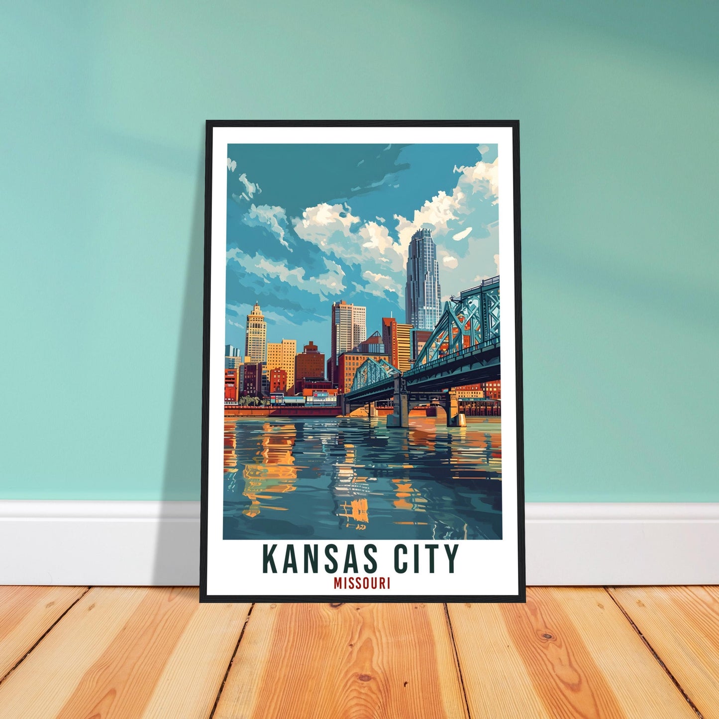 Kansas City Travel Print Missouri Home Decoration USA City Wall Art Gift Wall Hanging Art Lover Missouri Artwork Kansas City Travel Poster