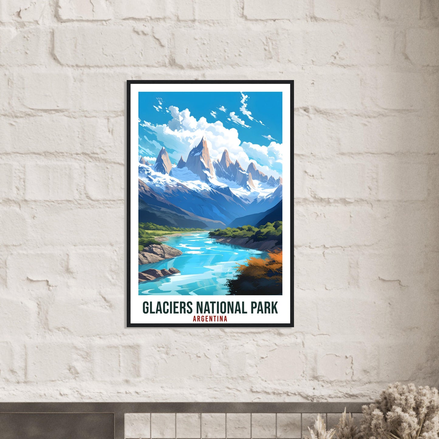 Glacier National Park Travel Print Wall Art Argentina Glacier Landscape Artwork Art Gifts Travel Poster Argentinian National Park Art