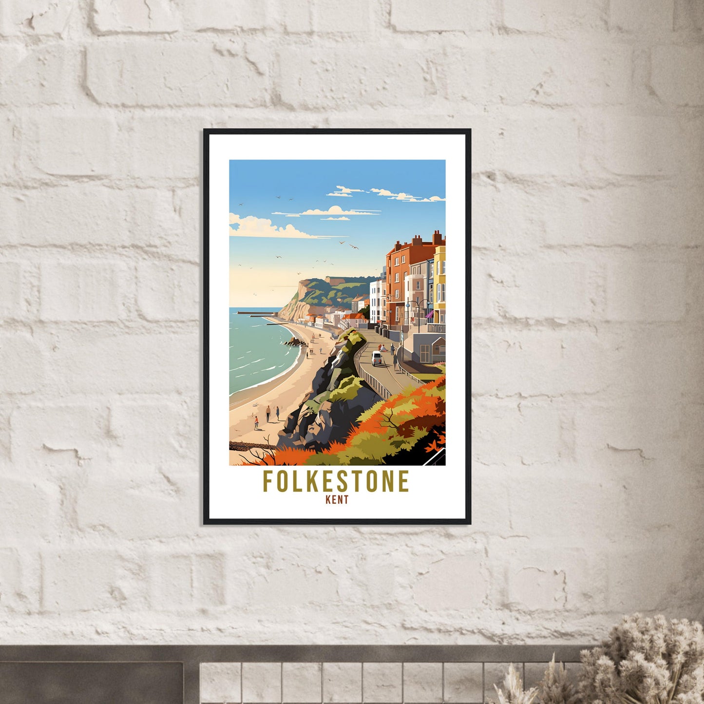Folkestone Travel Print Kent Home Decor Folkestone South East England Wall Hanging Folkestone Artwork Gift Folkestone Travel Poster Artwork