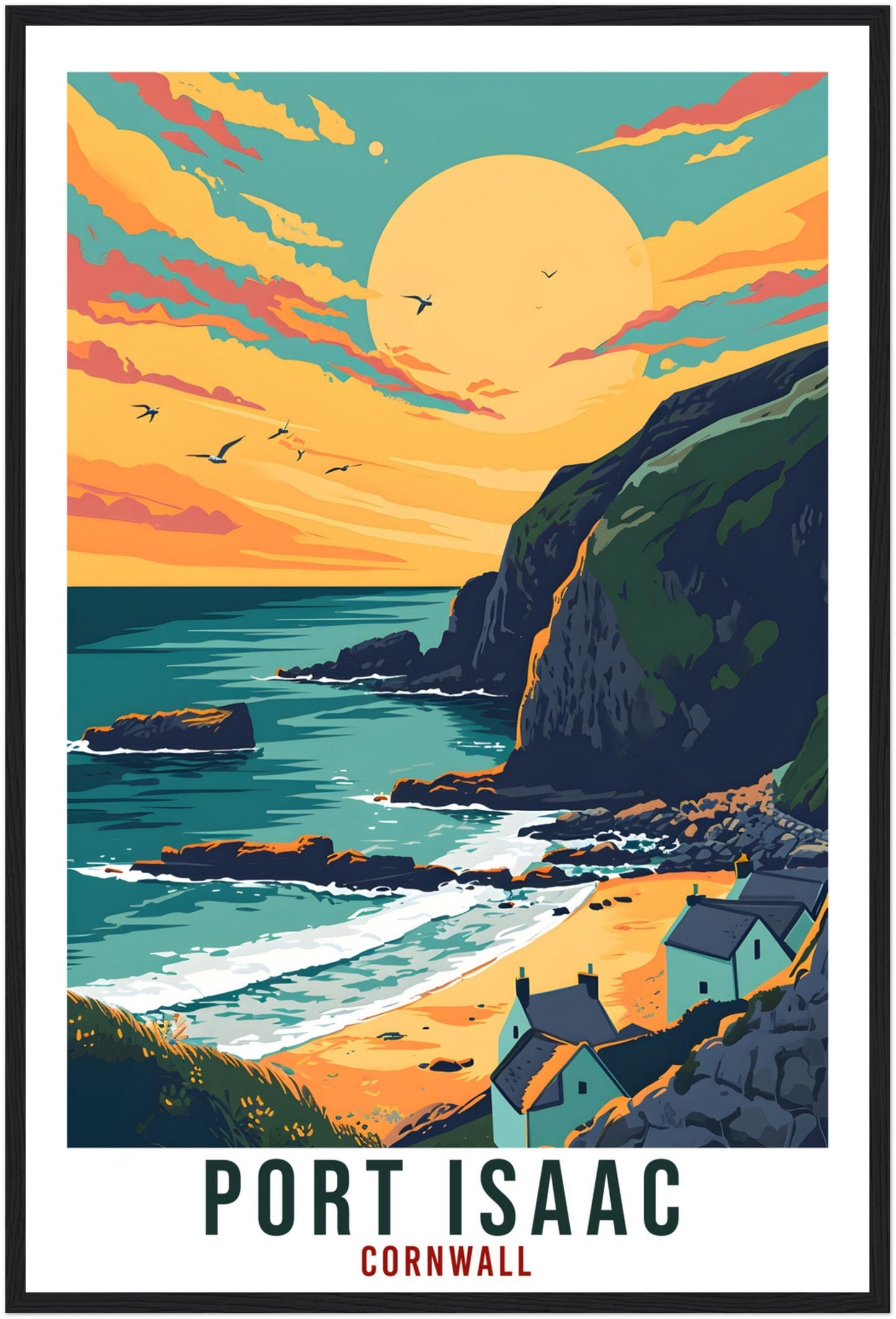 Port Issac Travel Print Cornwall Wall Art Home Decor Wall Hanging Travel Art Gift Port Issac Travel Poster England Landscape Artwork Gift