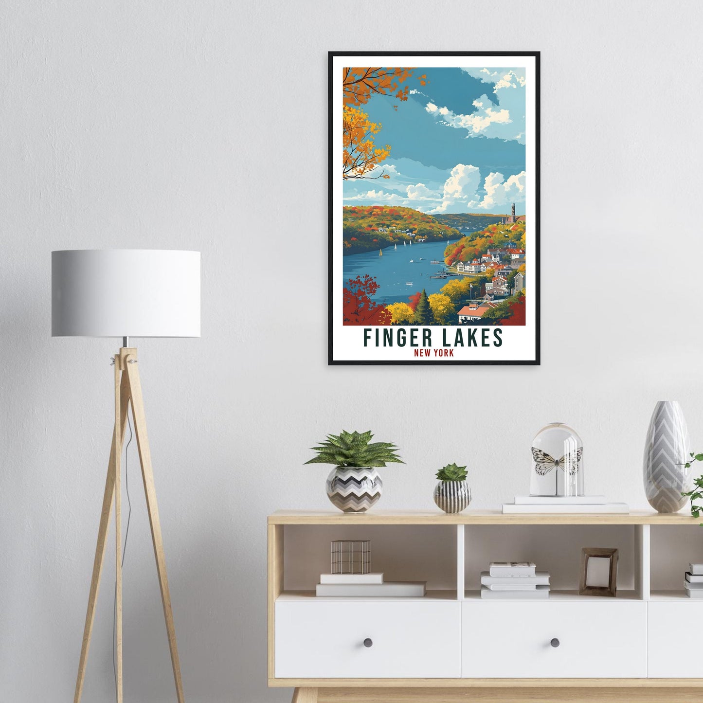 Finger Lakes Travel Poster New York Home Decoration USA Wall Art Gift Wall Hanging Art Lover New York Artwork The Finger Lakes Travel Print