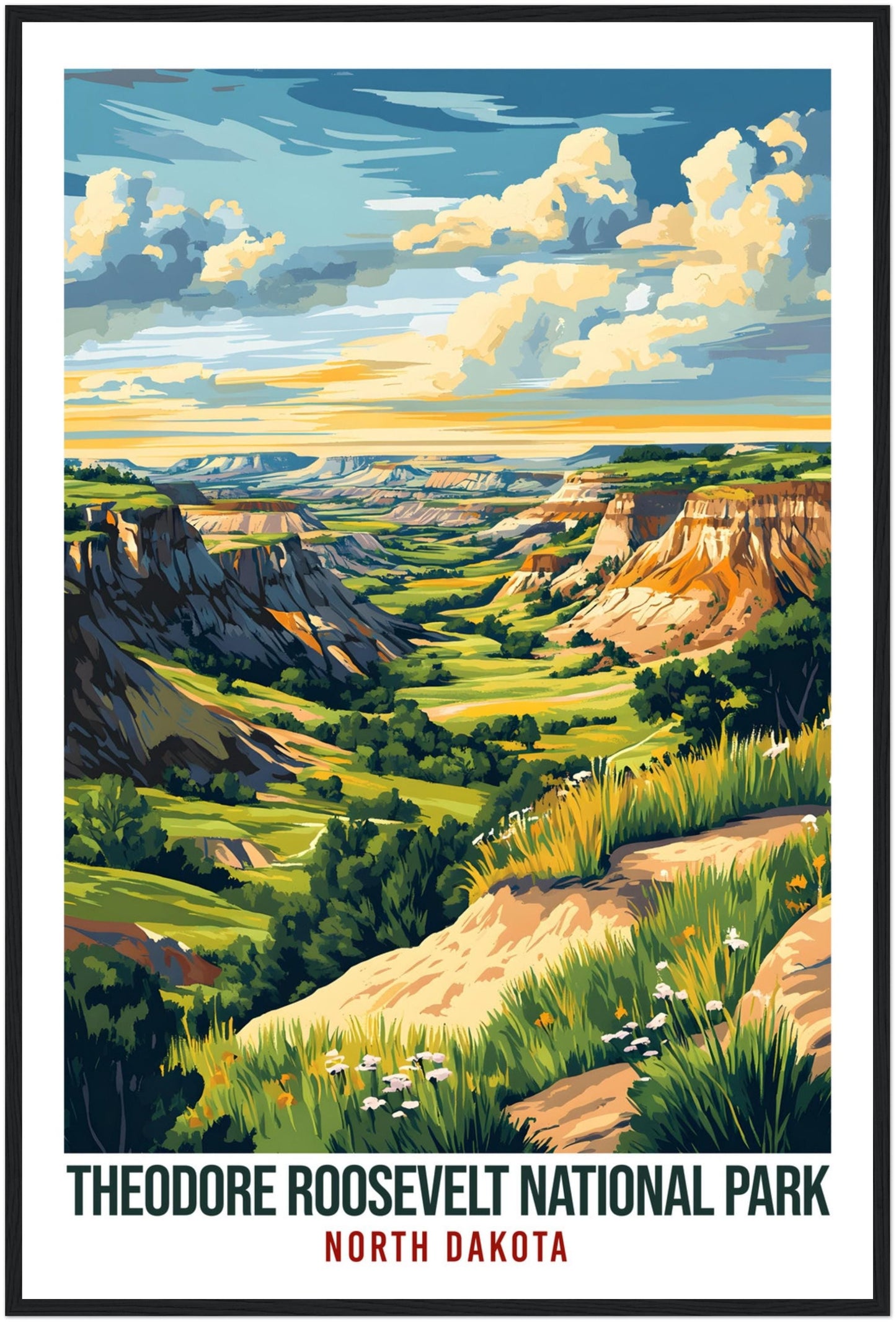 Theodore Roosevelt National Park North Dakota USA Travel Print Wall Art Wall Hanging Home Décor Gift Travel Art USA Artwork Travel Poster