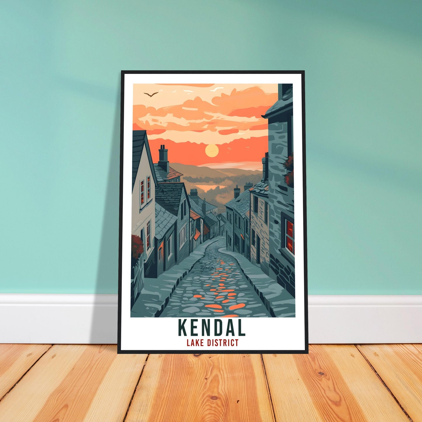Kendal Travel Print Lake District Home Decor Kendal Wall Art Wall Hanging Art Lover Lake District Artwork Travel Poster Cumbria Travel Art