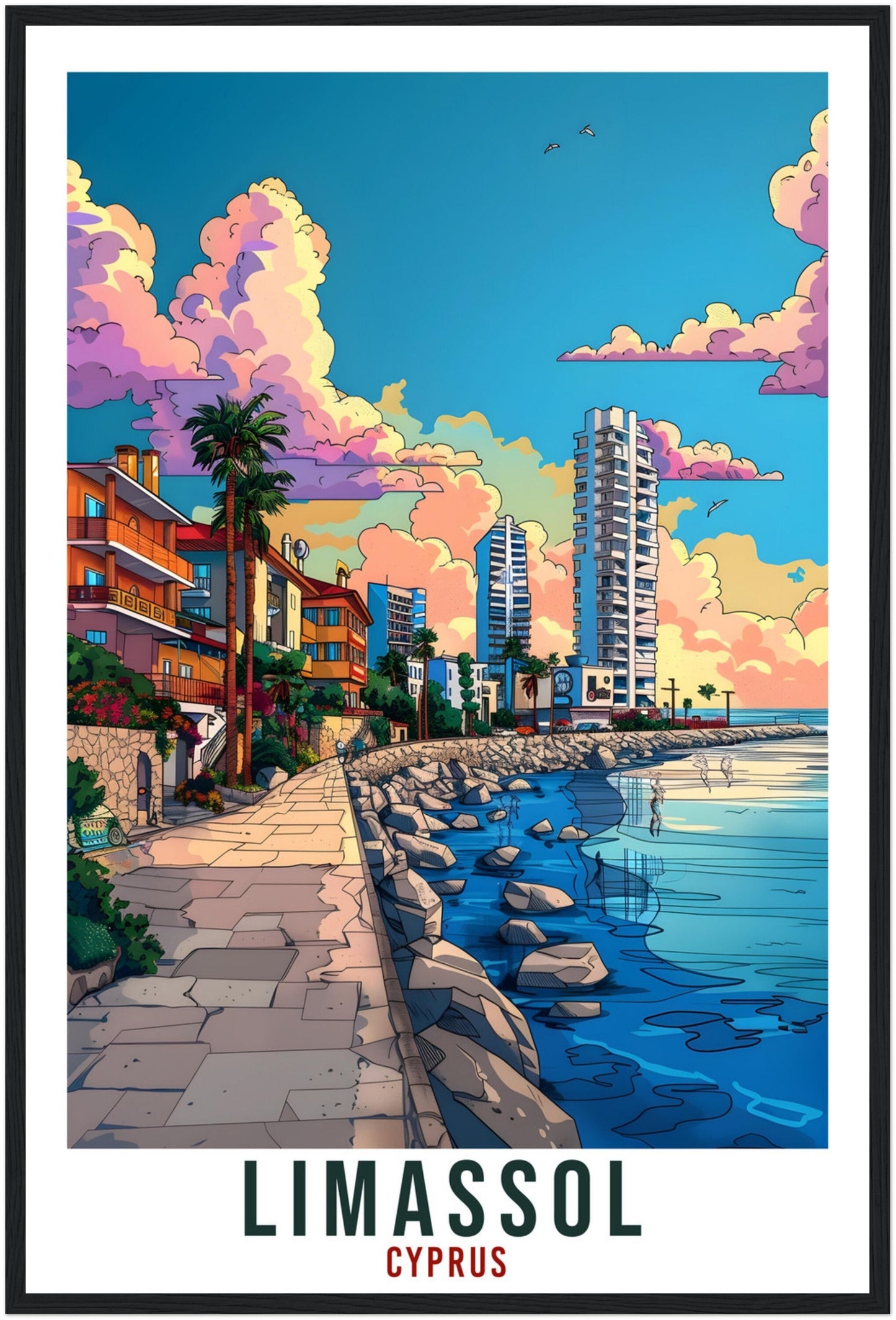 Limassol Cyprus Travel Print Cyprus Wall Art Wall Hanging Home Décor Limassol Gift Cyprus Landmark Artwork Gift Cyprus Holiday Travel Poster
