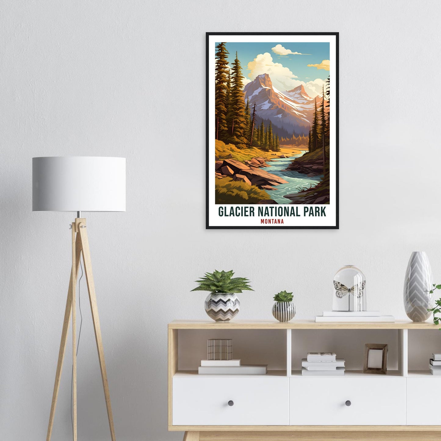 Glacier National Park Travel Print Montana Home Decor Wall Art Wall Hanging Travel Art Gift Glacier National Park Travel Poster Montana
