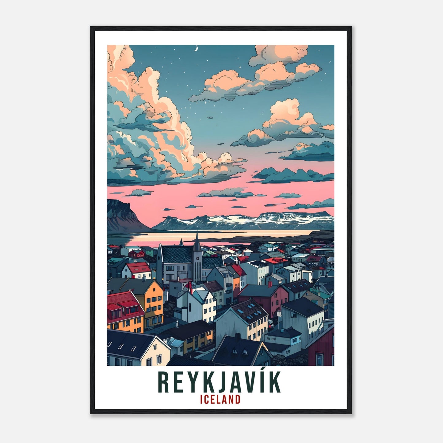 Reykjavík Iceland Travel Print Wall Art Wall Hanging Home Décor Reykjavík City Gift Travel Art Iceland Artwork Landscape Travel Poster