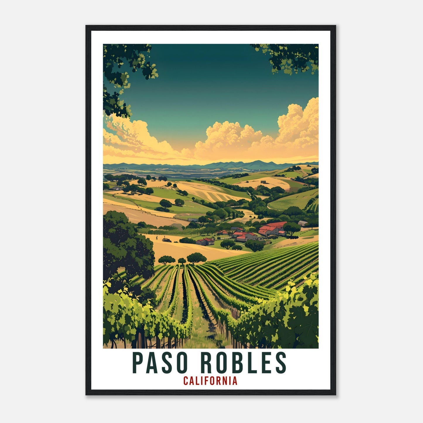 Paso Robles Travel Print California Home Decor USA City Wall Art Gift Wall Hanging Art Lover California Artwork Paso Robles Travel Poster