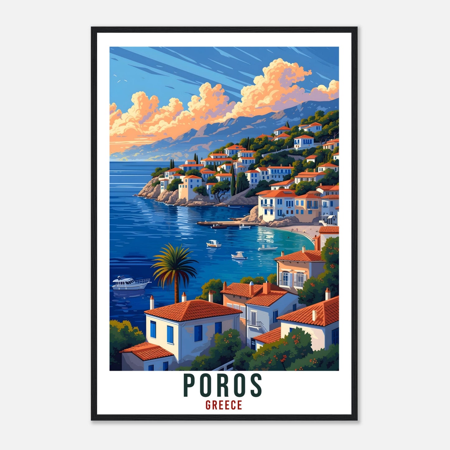 Poros Travel Print Greece Home Decoration Poros Greek Island Wall Art Gift Wall Hanging Art Lover Greece Artwork Poros Gift Travel Poster