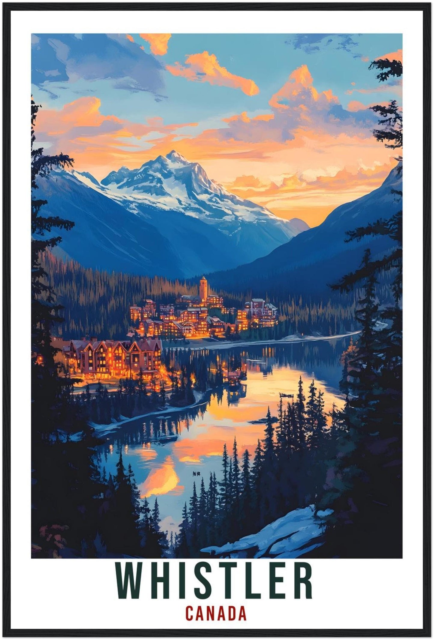 Whistler Travel Print Canada Home Decor Whistler Wall Art Wall Hanging Art Lover Whistler Canadian Artwork Travel Poster British Columbia