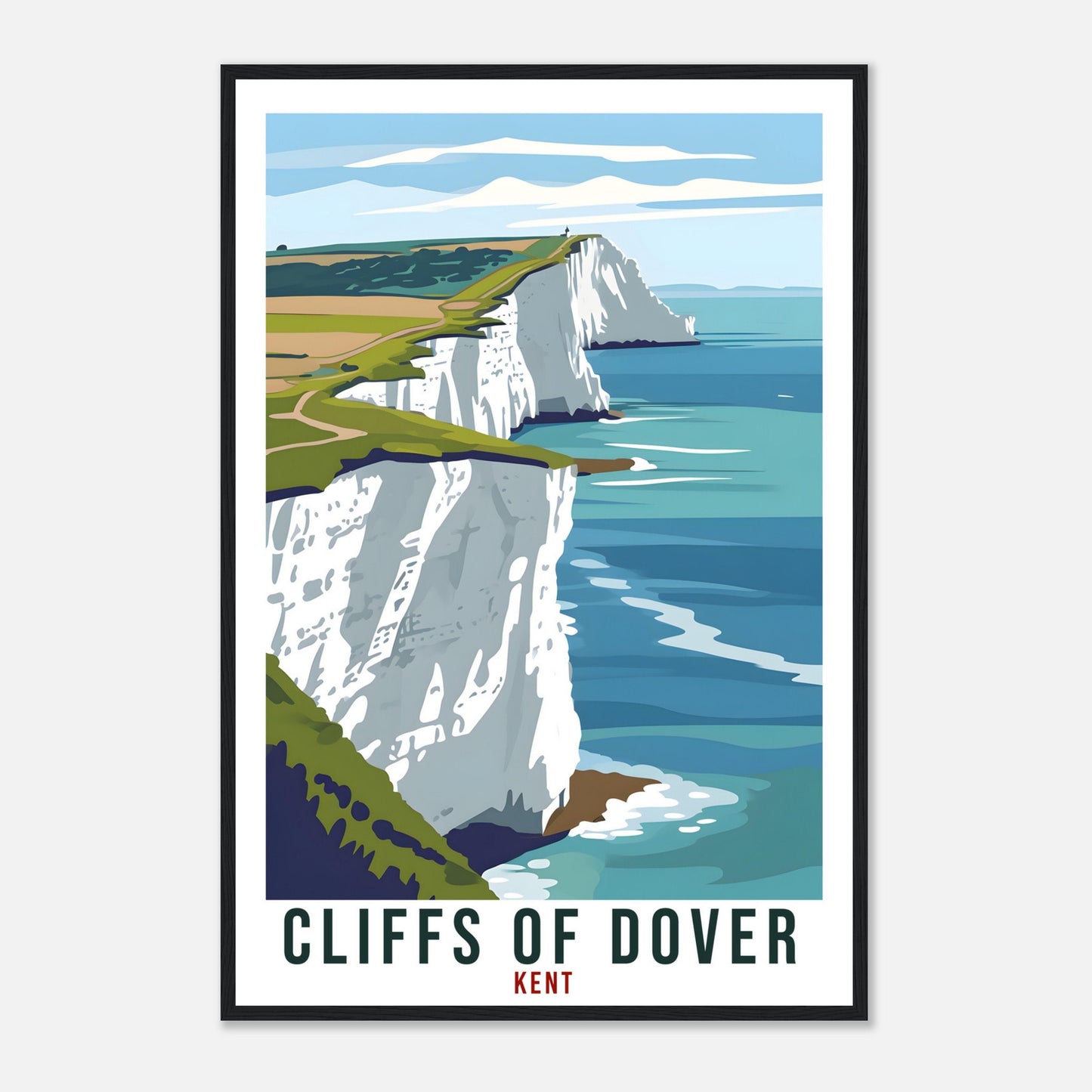 Cliffs Of Dover Travel Poster English Wall Art Home Decor Wall Hanging Travel Art Gift Cliffs Of Dover Travel Print Kent Landscape Artwork