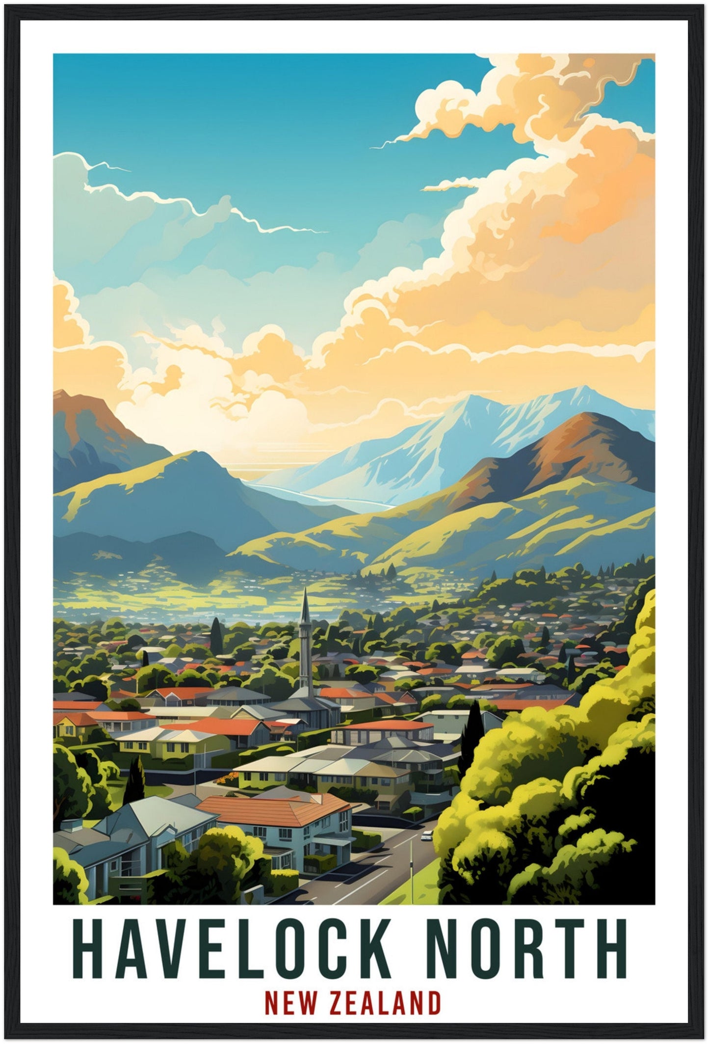 Havelock North Travel Print Wall Art Havelock North New Zealand Decor Artwork Gift Havelock NorthTravel Poster New Zealand Art Lover Gift