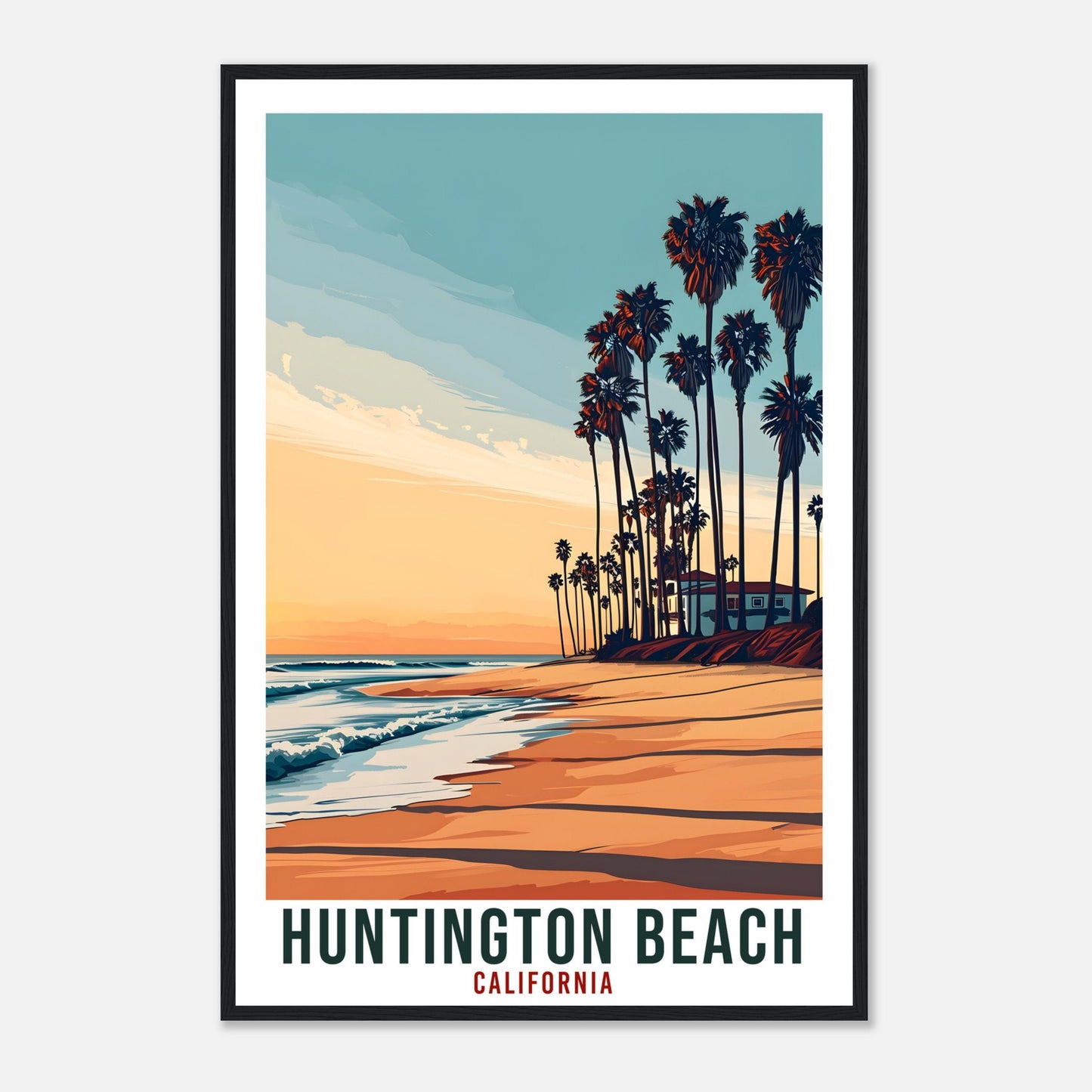 Huntington Beach Travel Print California Home Decor USA City Wall Art Gift Wall Hanging California Artwork Huntington Beach Travel Poster