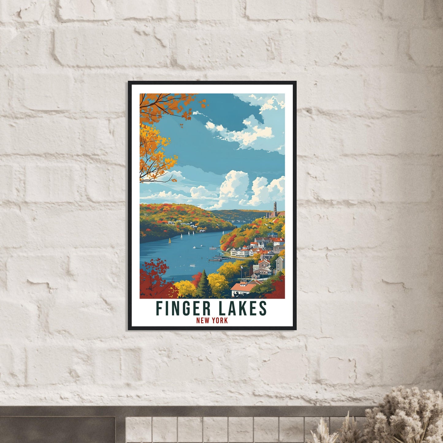 Finger Lakes Travel Poster New York Home Decoration USA Wall Art Gift Wall Hanging Art Lover New York Artwork The Finger Lakes Travel Print