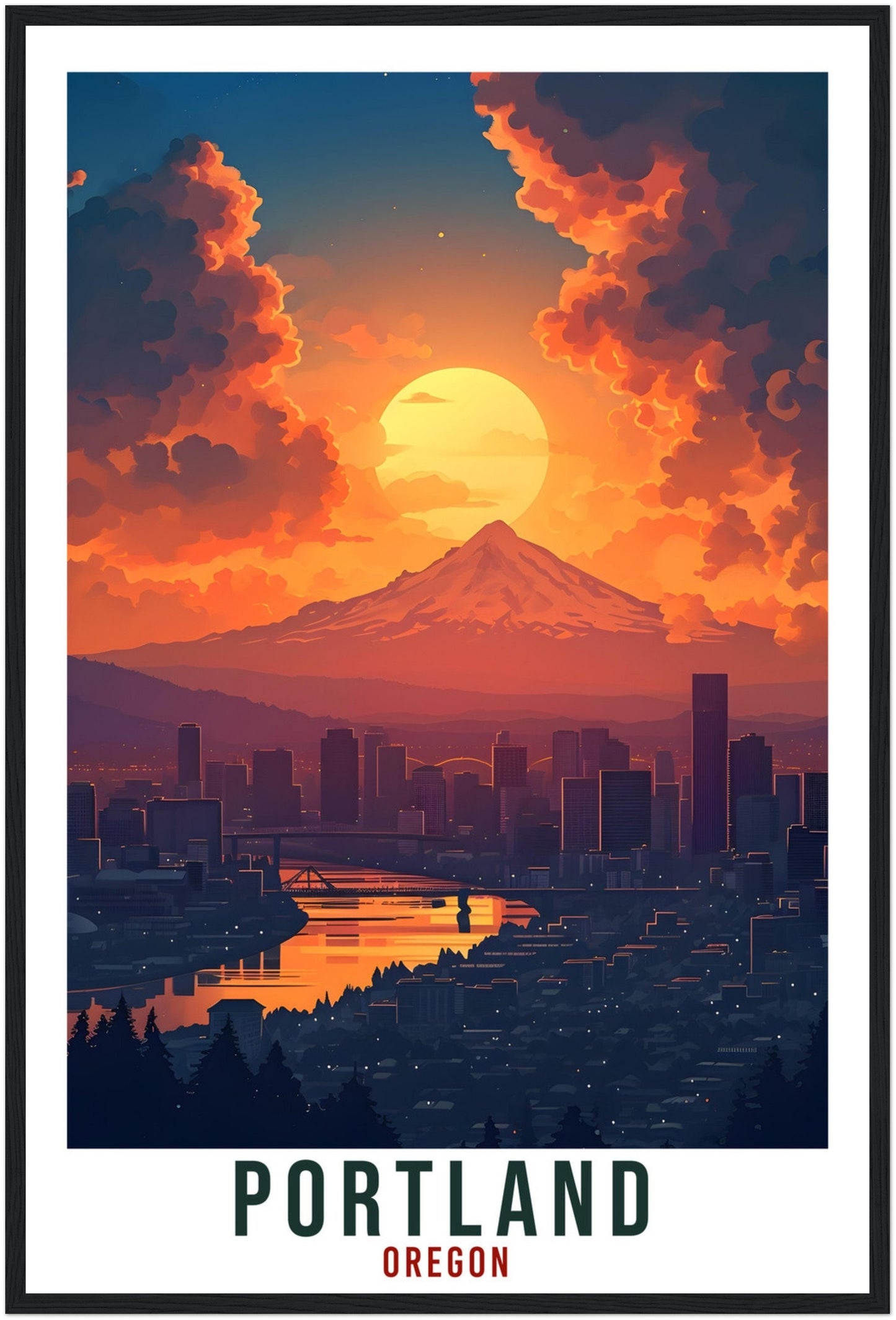 Portland Travel Poster Oregon Home Decoration USA City Wall Art Gift Wall Hanging Art Lover Oregon Artwork Portland Skyline Travel Print