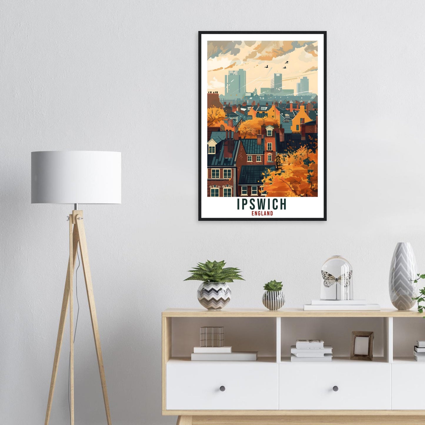 Ipswich Travel Print Wall Art Ipswich Wall Hanging Home Living Décor Ipswich Gift Art Lovers UK Artwork Gift Print England Travel Poster