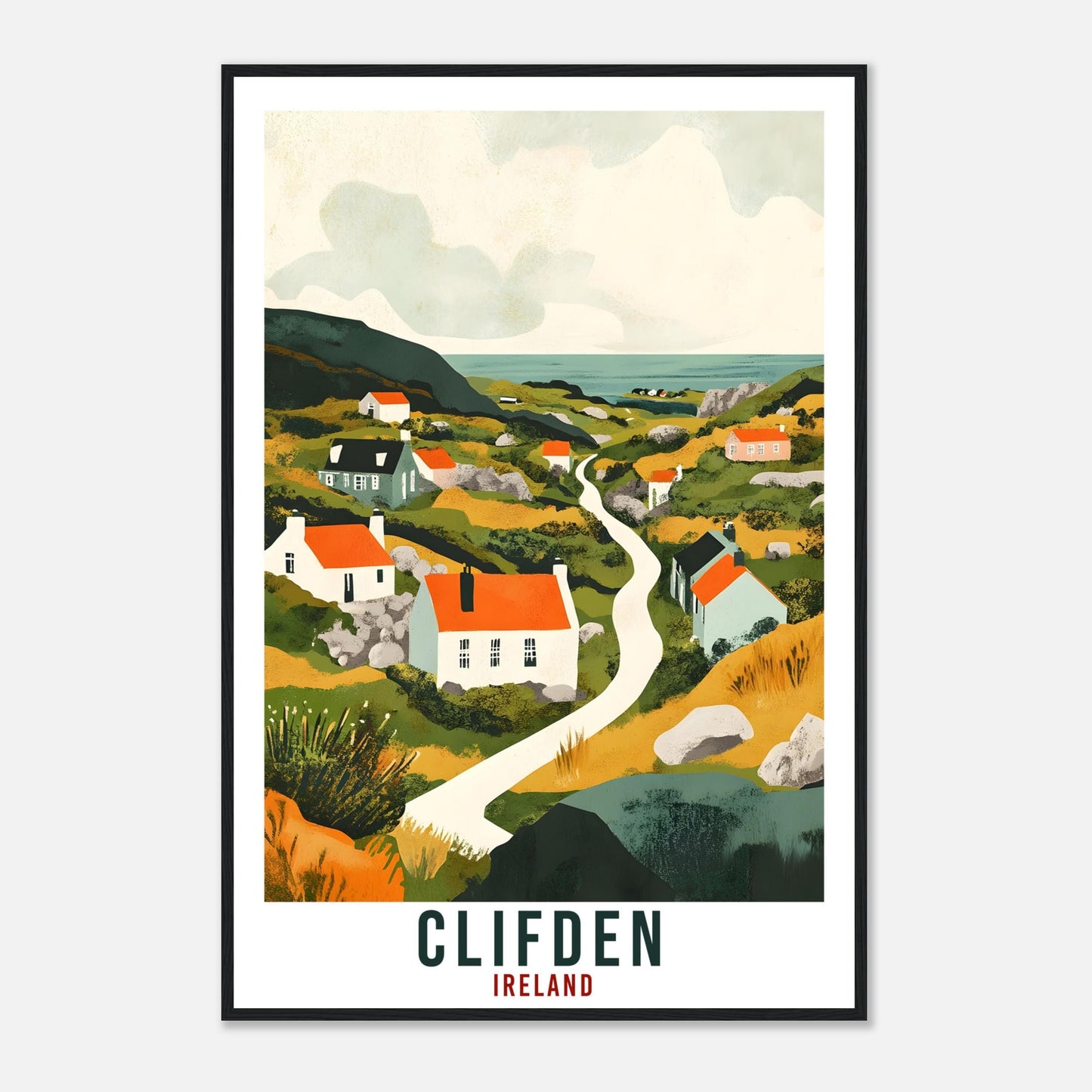 Clifden Travel Print Ireland Home Decor Clifden Wall Art Wall Hanging Art Lover Irish Artwork Travel Poster Clifden Galway Travel Art Gift