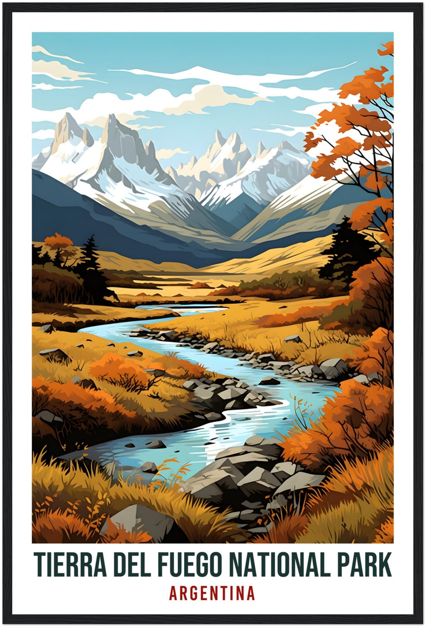 Tierra Del Fuego Travel Print Wall Art Argentina National Park Artwork Art Gifts Tierra Del Fuego Travel Poster Argentinian Art Lovers Gift