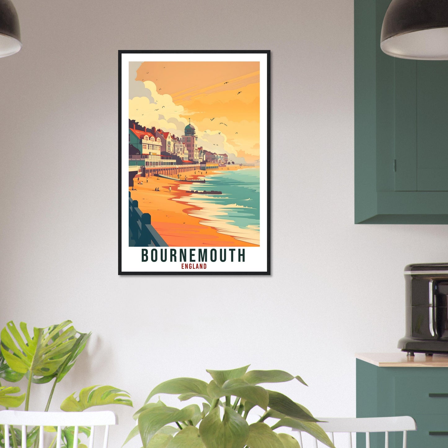 Bournemouth Travel Print Wall Art Wall Hanging Home Living Décor Art Lovers Gift UK Artwork Gift Print Bournemouth England Travel Poster