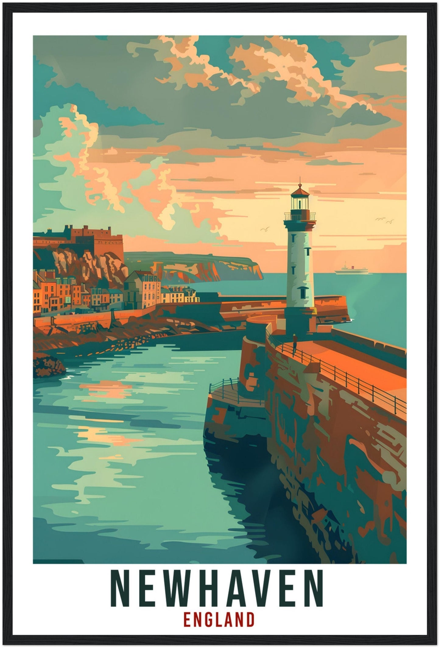 Newhaven Travel Print Wall Art Wall Hanging Home Living Décor Newhaven Gift Art Lovers Gift UK Artwork Gift Print England Travel Poster