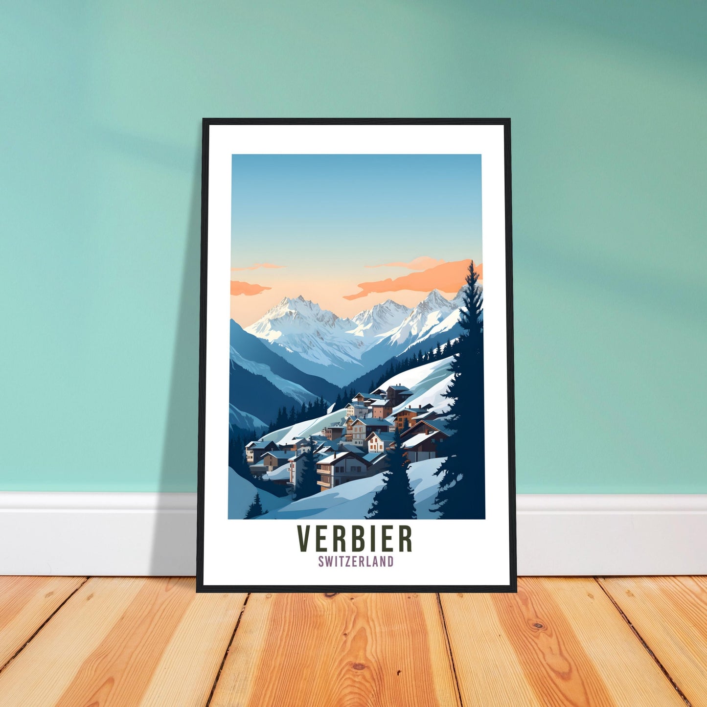 Verbier Travel Print Wall Art Verbier Home Decor Switzerland Gift Holiday Verbier Art Print Verbier Travel Poster Swiss Mountain Landscape