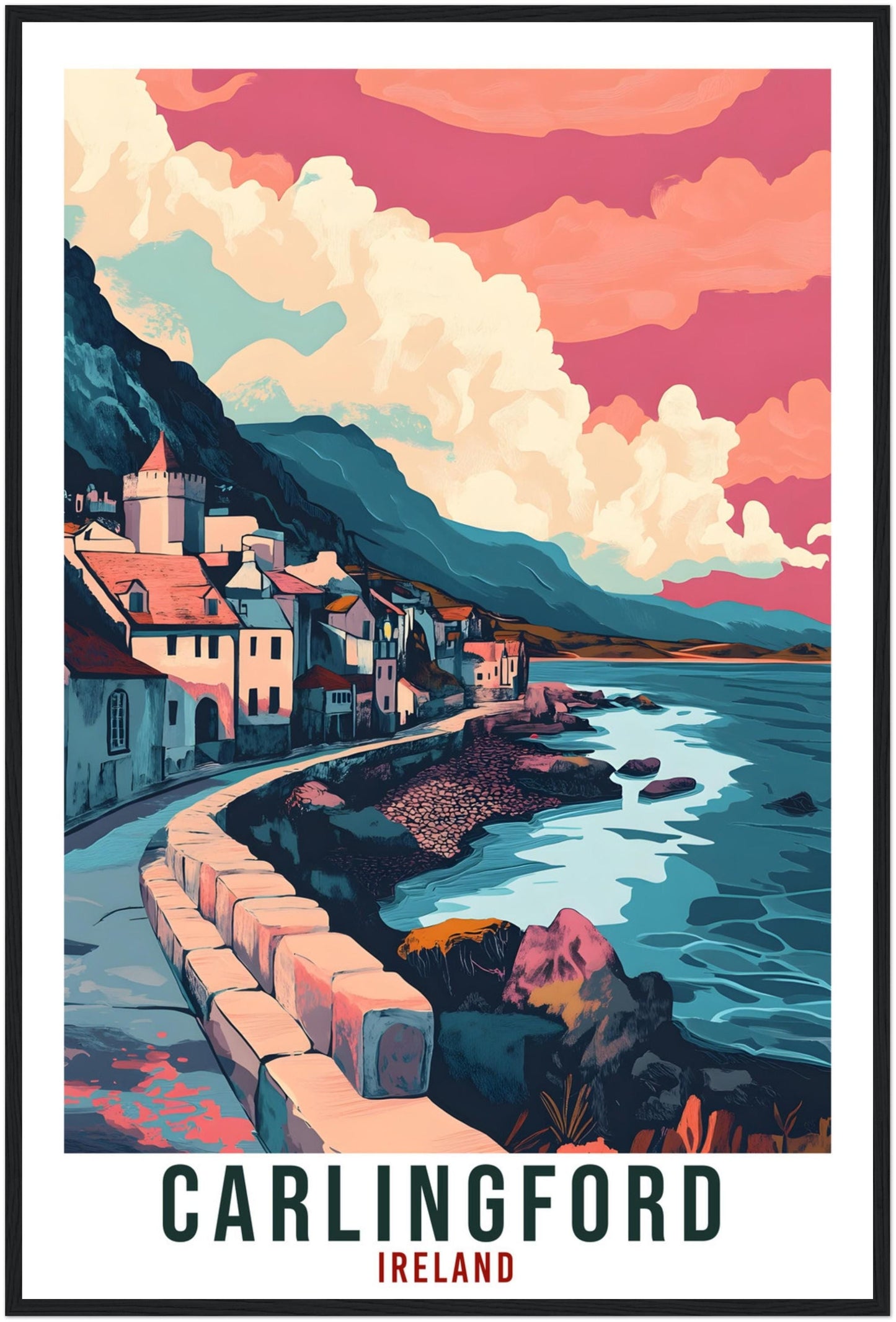 Carlingford Travel Print Ireland Home Decor Carlingford Wall Art Wall Hanging Art Lover Irish Artwork Travel Poster Carlingford Ireland Art