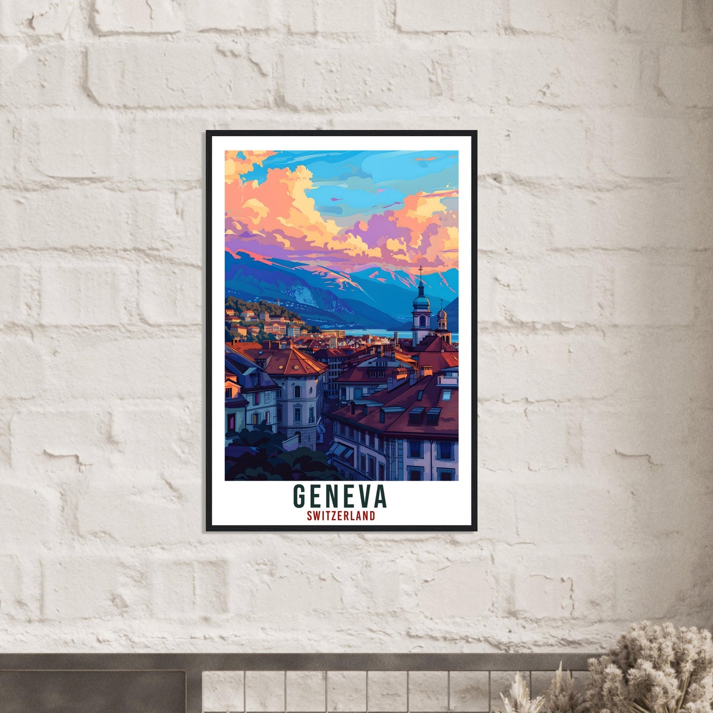 Geneva Travel Print Swiss Wall Art Wall Hanging Home Living Décor Geneva Gift Art Lovers Gift Switzerland Artwork Gift Swiss Travel Poster
