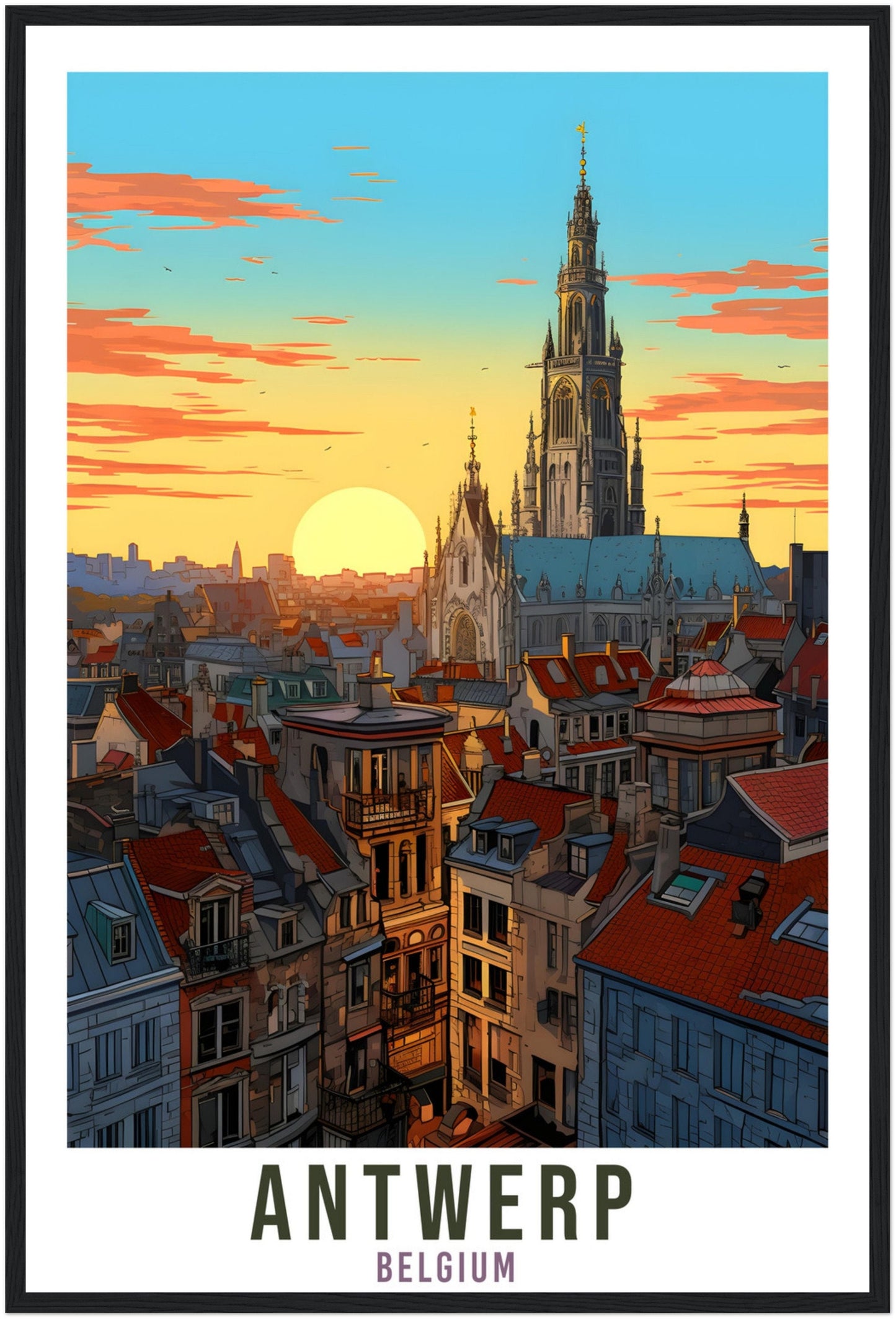 Antwerp Travel Poster Wall Art Antwerp Belgium Home Décor Artwork Wall Hanging Antwerp Art Gift Antwerp Travel Print Belgian Art Lovers Gift