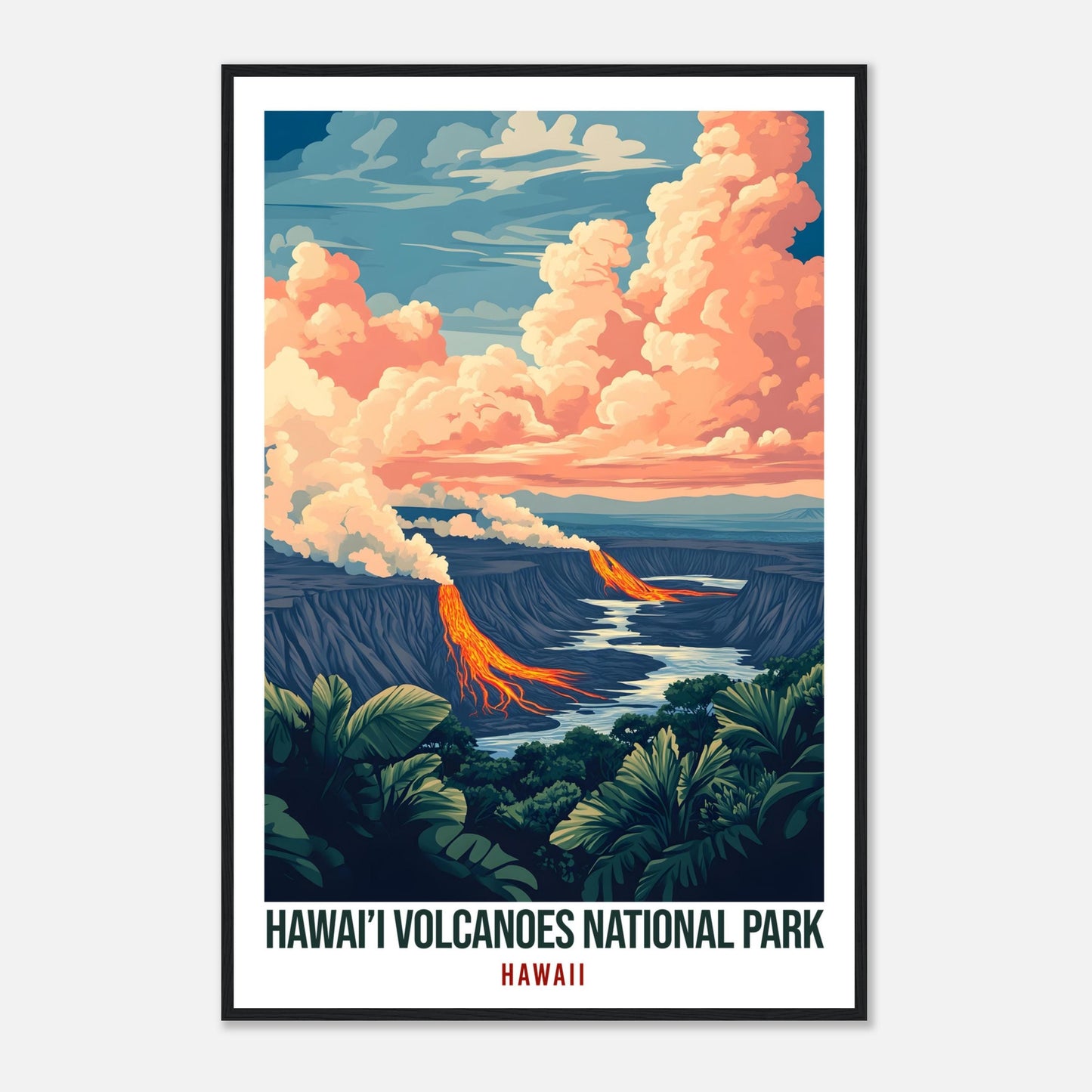 Hawaii Volcanoes National Park USA Travel Print Wall Art Wall Hanging Home Décor Hawaii Volcano Gift Travel Art USA Artwork Travel Poster
