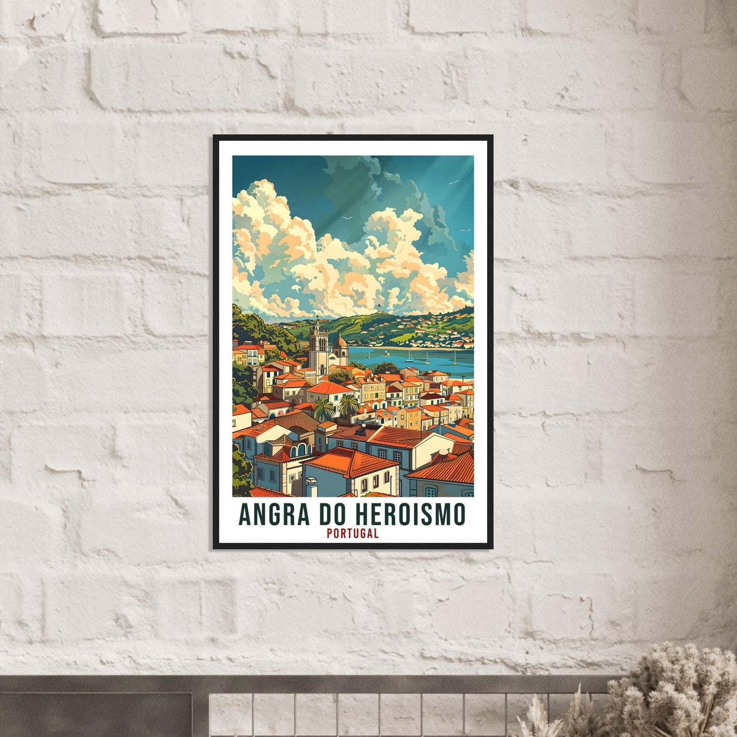 Angra Do Heroismo Travel Print Portugal Wall Art Wall Hanging Home Décor Angra Do Heroismo Gift Portugal Landmark Artwork Gift Travel Poster