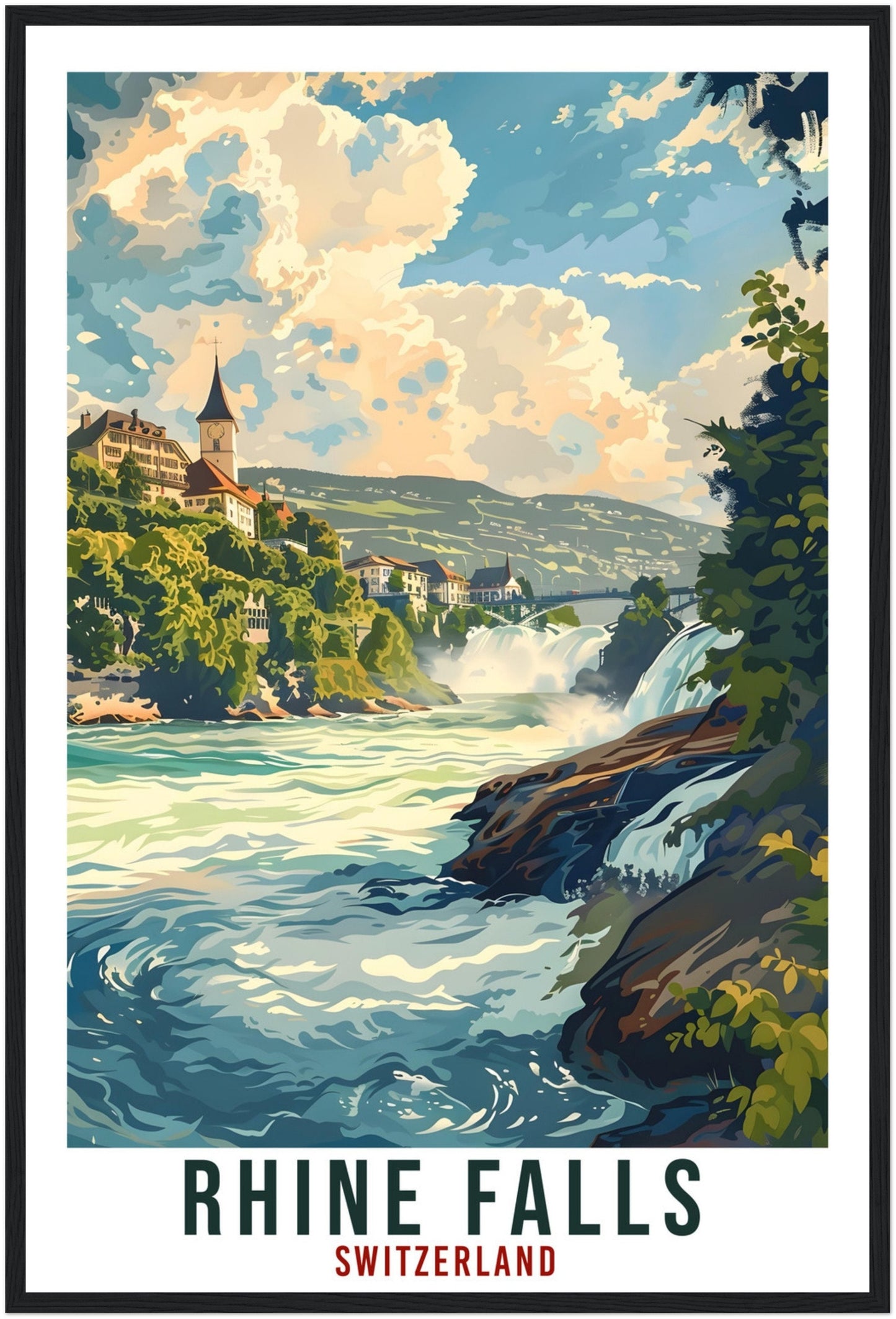 Rhine Falls Travel Print Swiss Wall Art Wall Hanging Home Décor Rhine Fall Gift Art Lovers Gift Switzerland Artwork Gift Swiss Travel Poster
